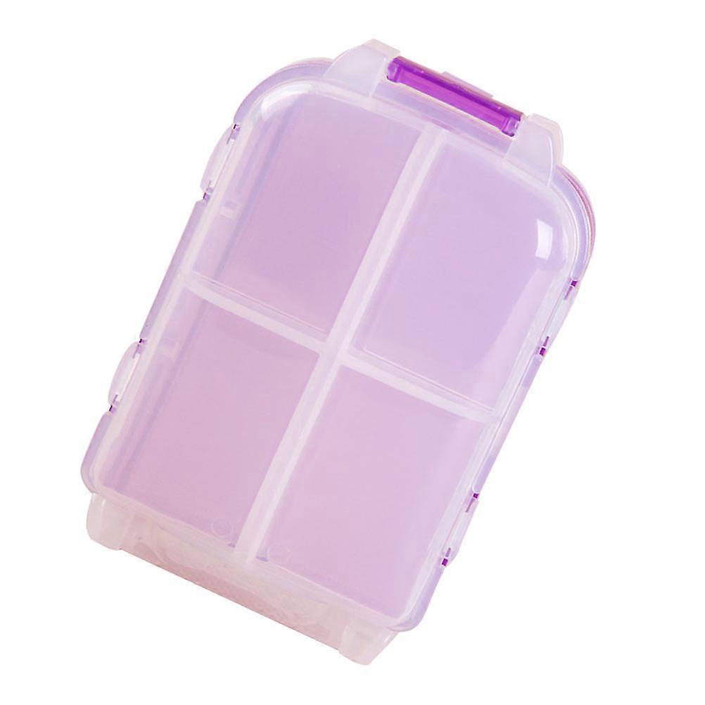 Purple Plastic Folding Organizer Compact Case for Medicine Storage Small Size Portable with Transparent Lid