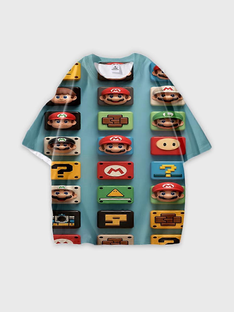 T-Shirt D2250 Round Neck Pattern Loose Fit Short Sleeve Casual Tee