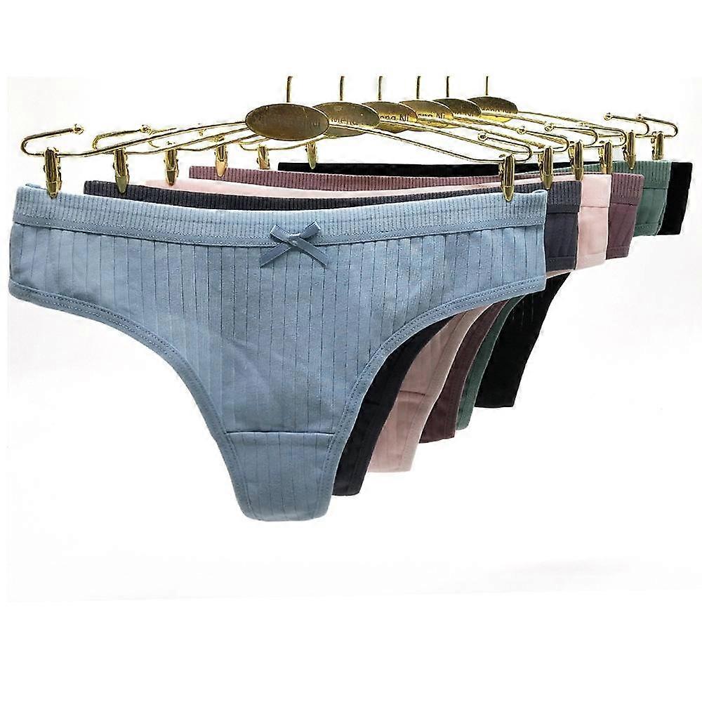 Lingerie sexy Femmes Coton G-String String Culotte String Sous-vêtements Femmes Intimes Dames Strings Low-Rise 6 pcs