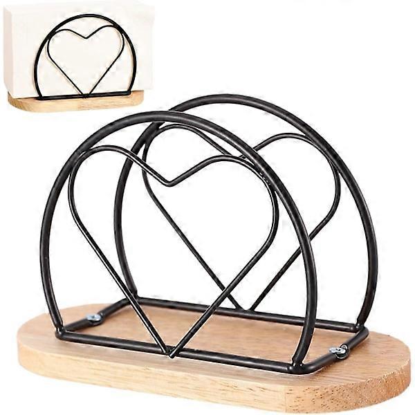 Napkin holder (15.7 x 6.7 x 9.9cm) with wooden base, paper towel holder, more stable and does not fall easily