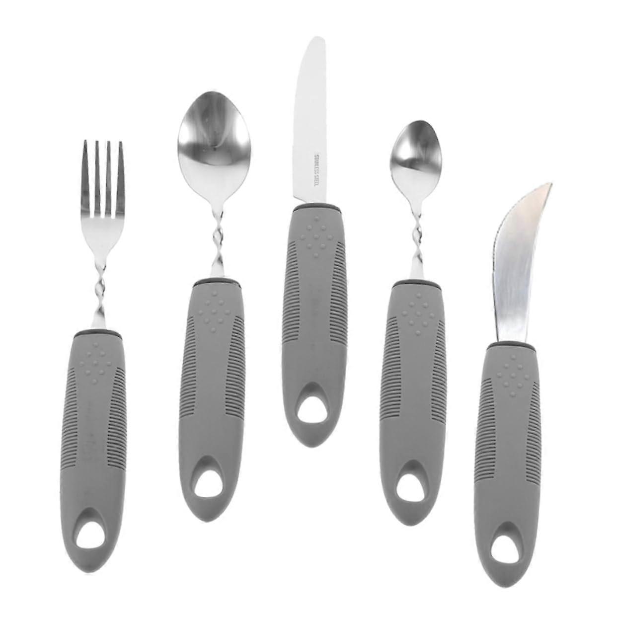 1 Set Melamine Tableware for Elderly with Large Handles, Shockproof Cutlery, and Spill-Proof Utensils for Disabled Users