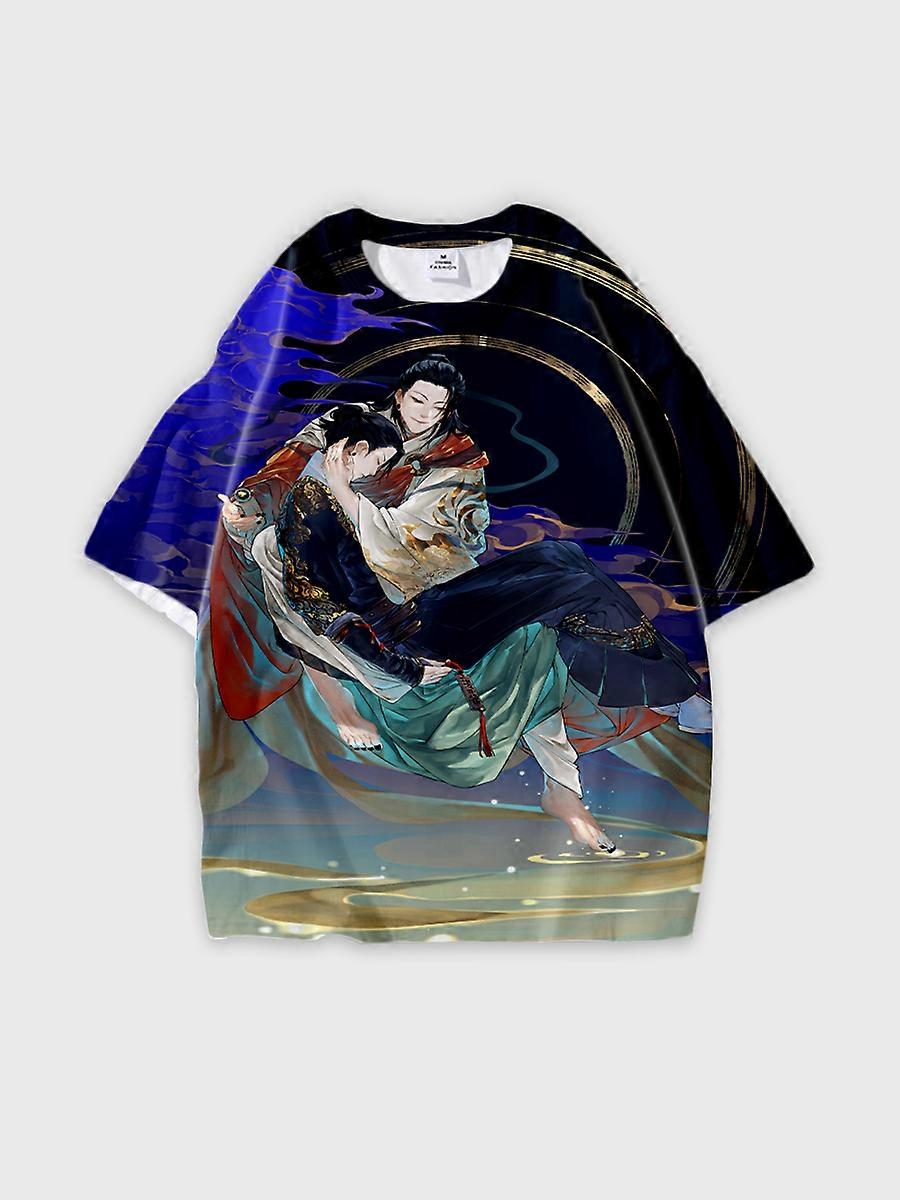 T-shirt round neck Character Pattern loose short sleeve P1453