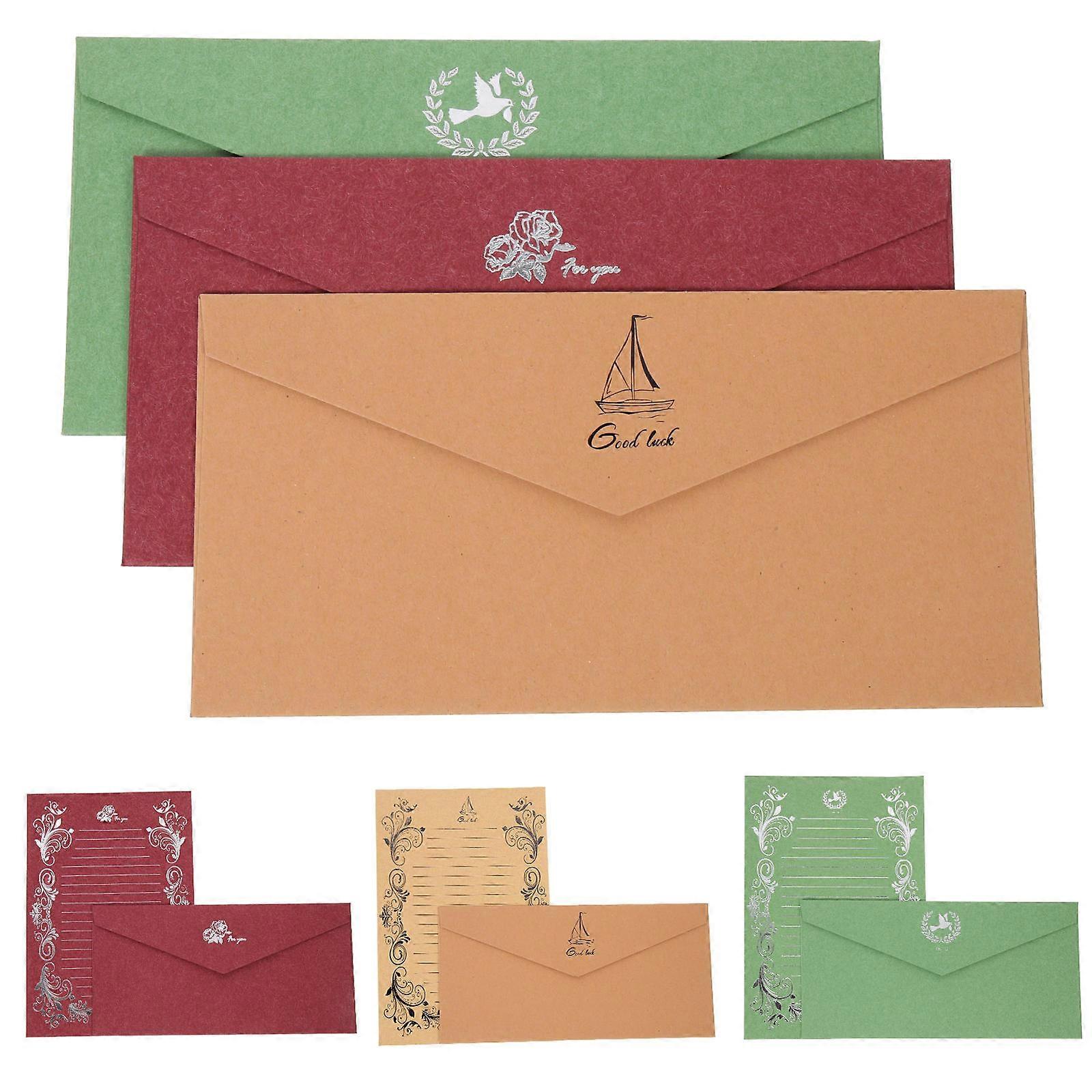 Writing Supplies Letter Supply Envelop And Writing Paper Stationery Set Bridal Shower Green Rectangular 12 Sets