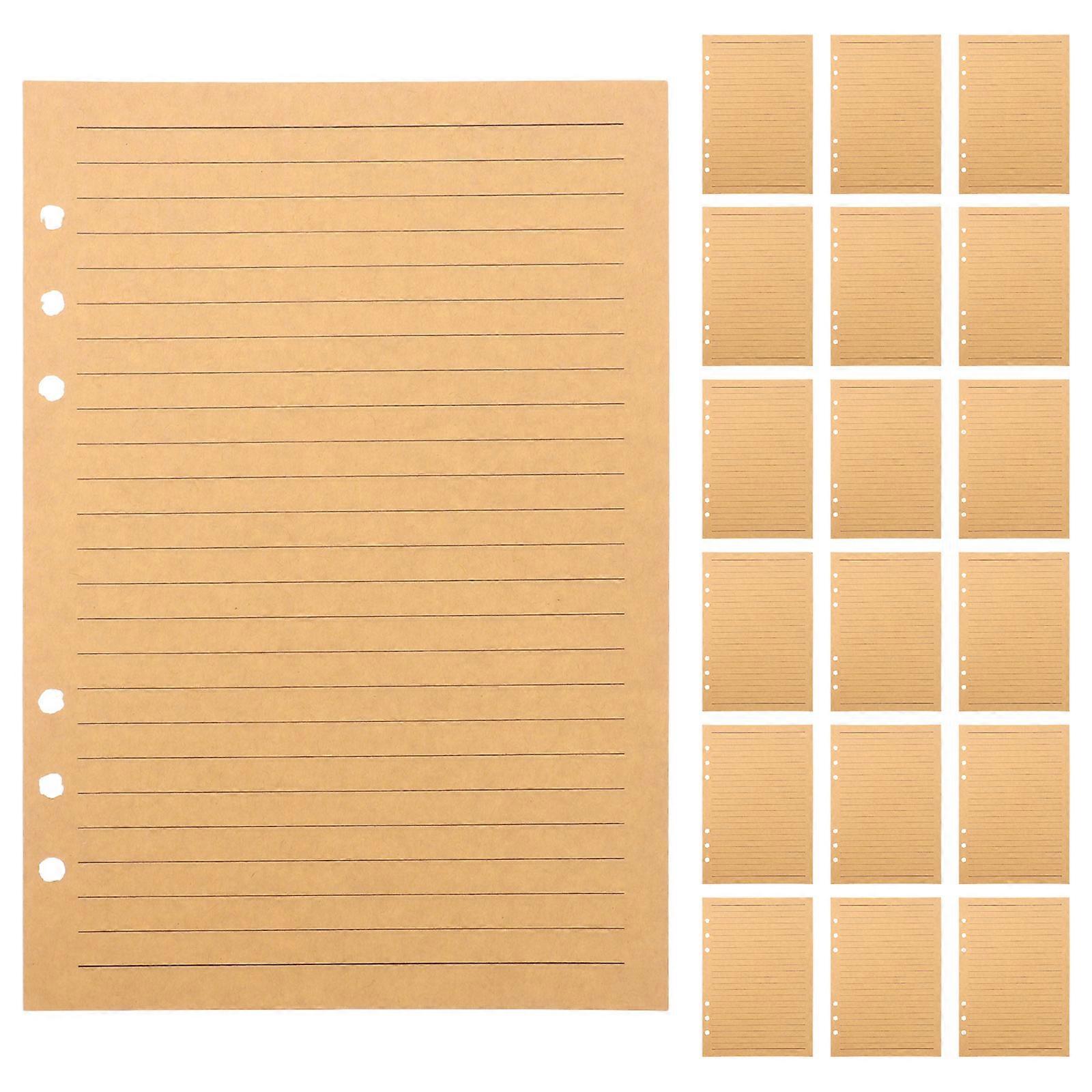 80 Sheets Lined Loose Leaf Paper Brown Filler Refill Pads 6 Hole Punch for A5 Notebook 6 Ring Binders School Office