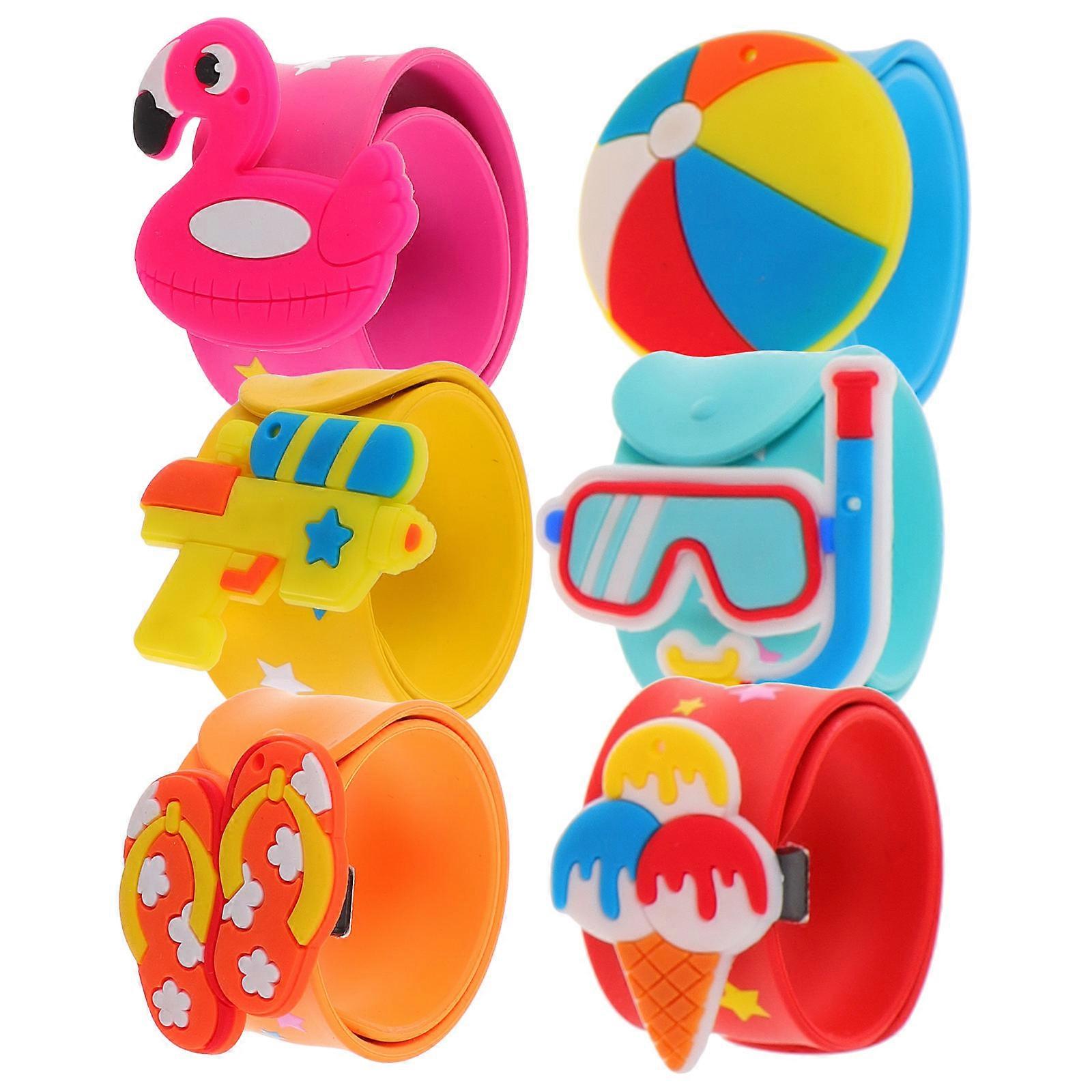 6pcs Lightweight Slap Bracelets Mixed Hawaiian Party Wristbands Creative Comfortable Design for Boys
