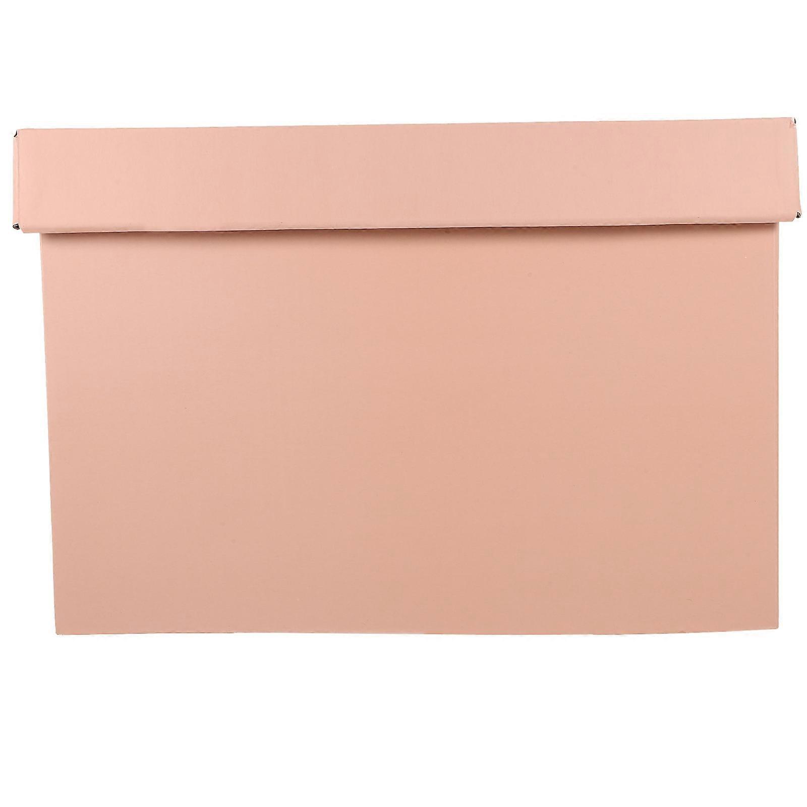 Pink Storage Bins with Lid and Plastic Handle for Clothing Toys Books Made of Corrugated Paper 12.5 x 9 x 15 inches