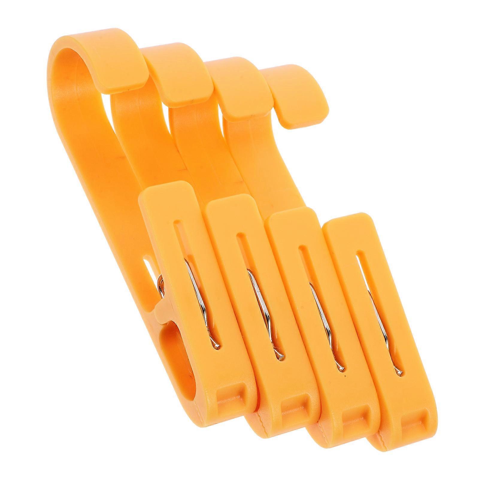Orange ABS Hooks for Storage with Heavy Duty Clip Design 4pcs