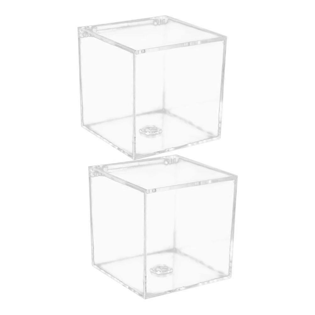 Clear Box For Treats Portable Transparent Candy Box Acrylic Food Storage Square Simple Design 2Pack