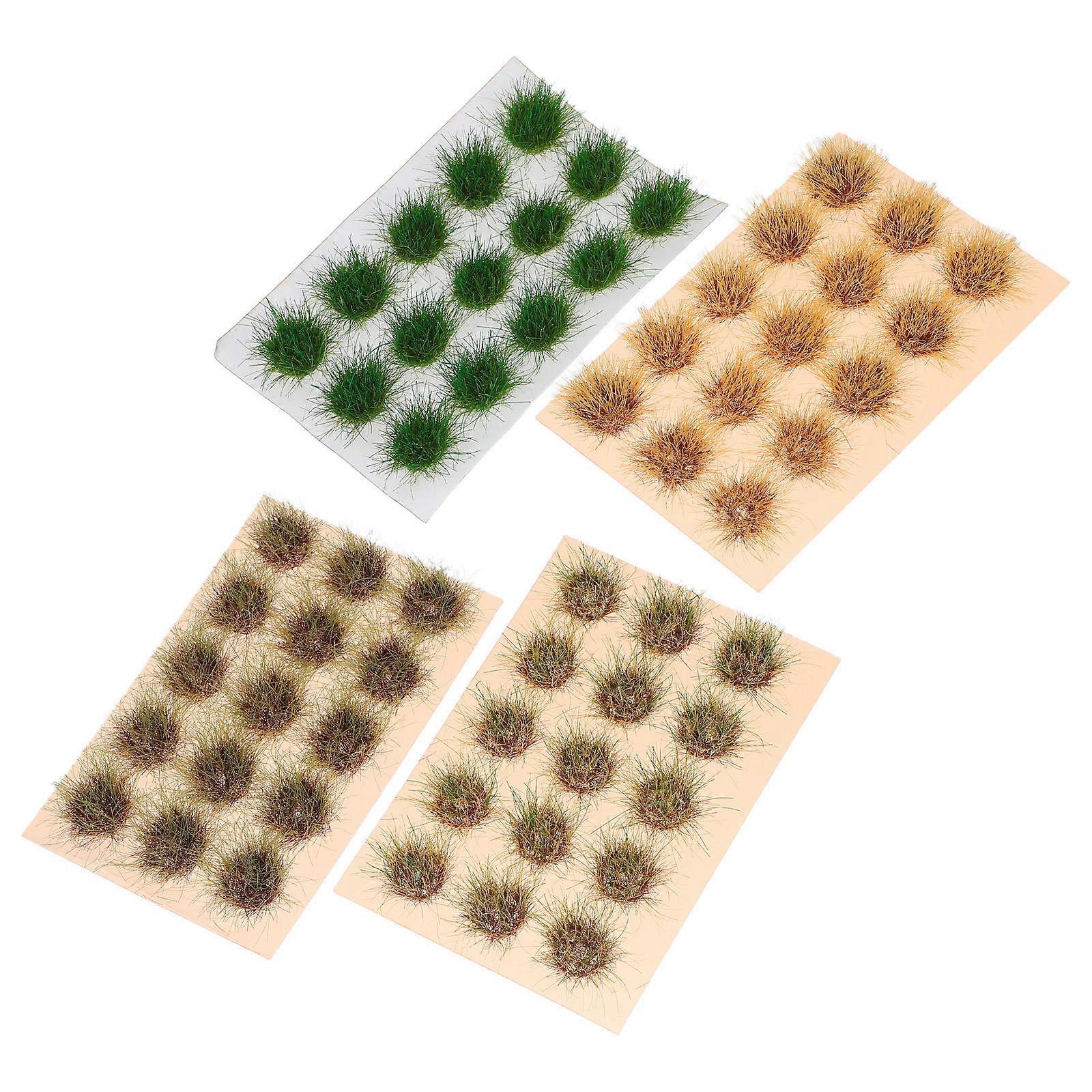 4pcs Mini Artificial Grass Tuft Realistic Shrub Clusters for DIY Architecture, Train, and Railroad Landscape Scenery Layouts