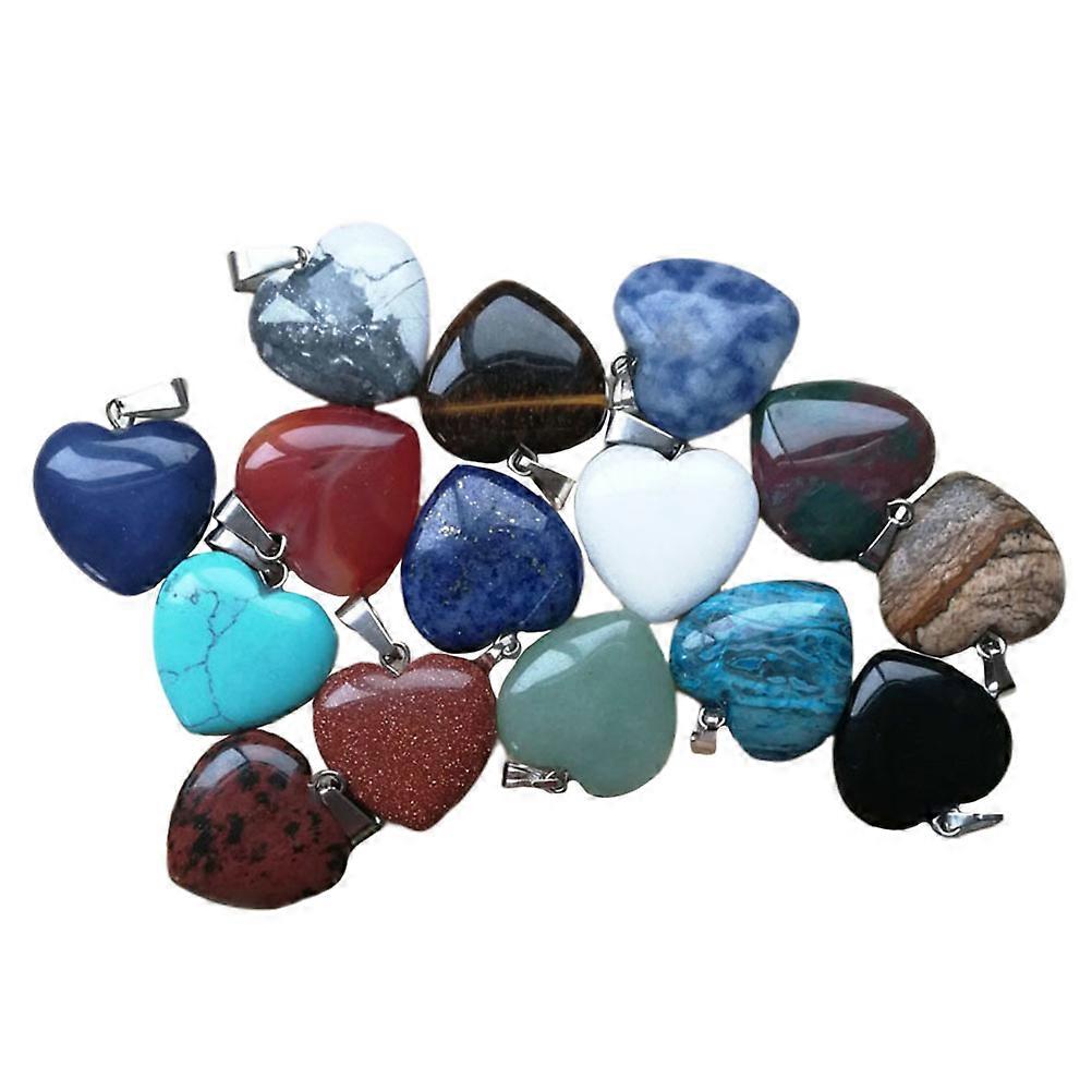 Heart Stone Pendant Charm for DIY Jewelry Making Assorted Color Stone Necklace Bracelet Decor 20mm