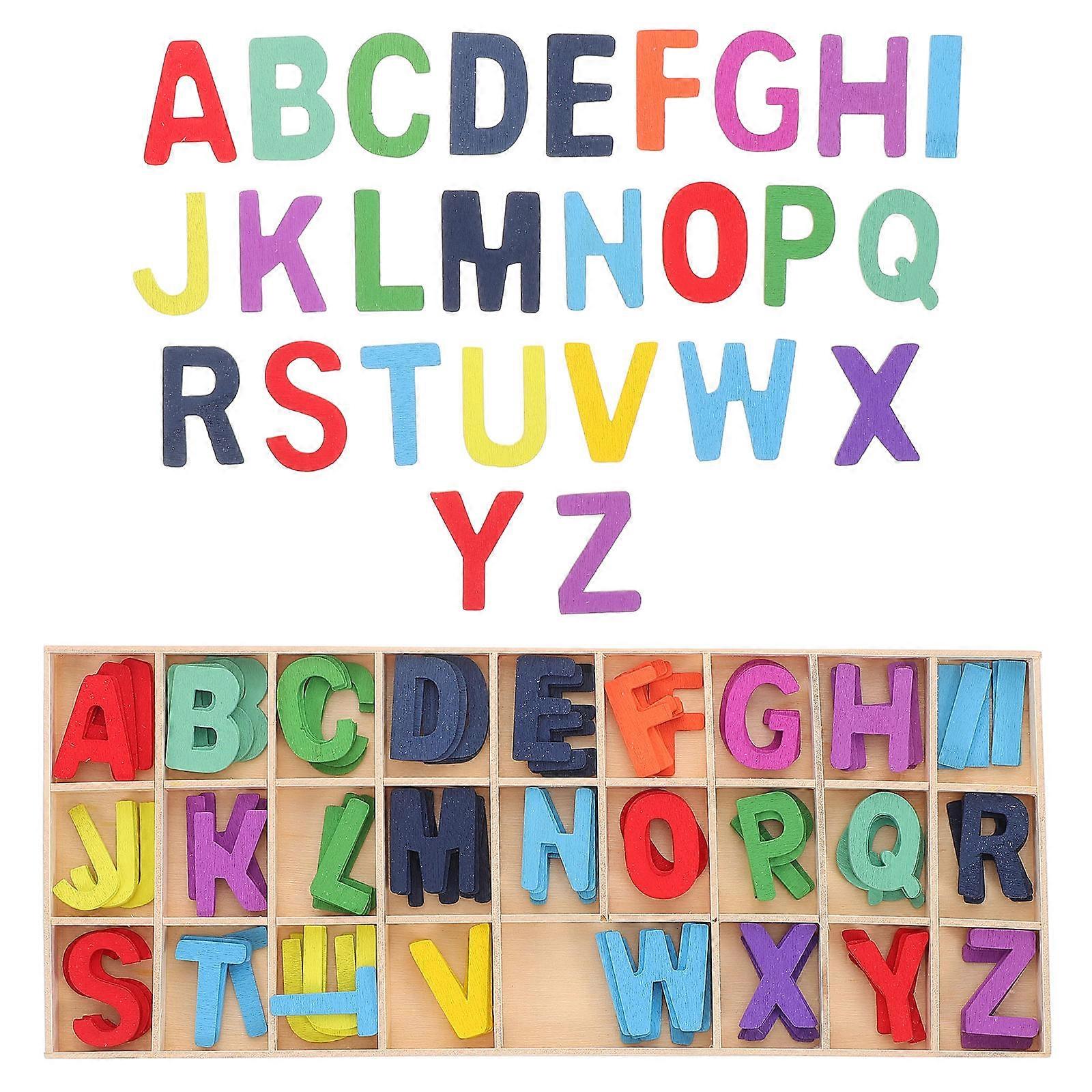 Wooden Alphabet Letters Set with Storage Tray for Interactive Early Learning and Creative Decoration