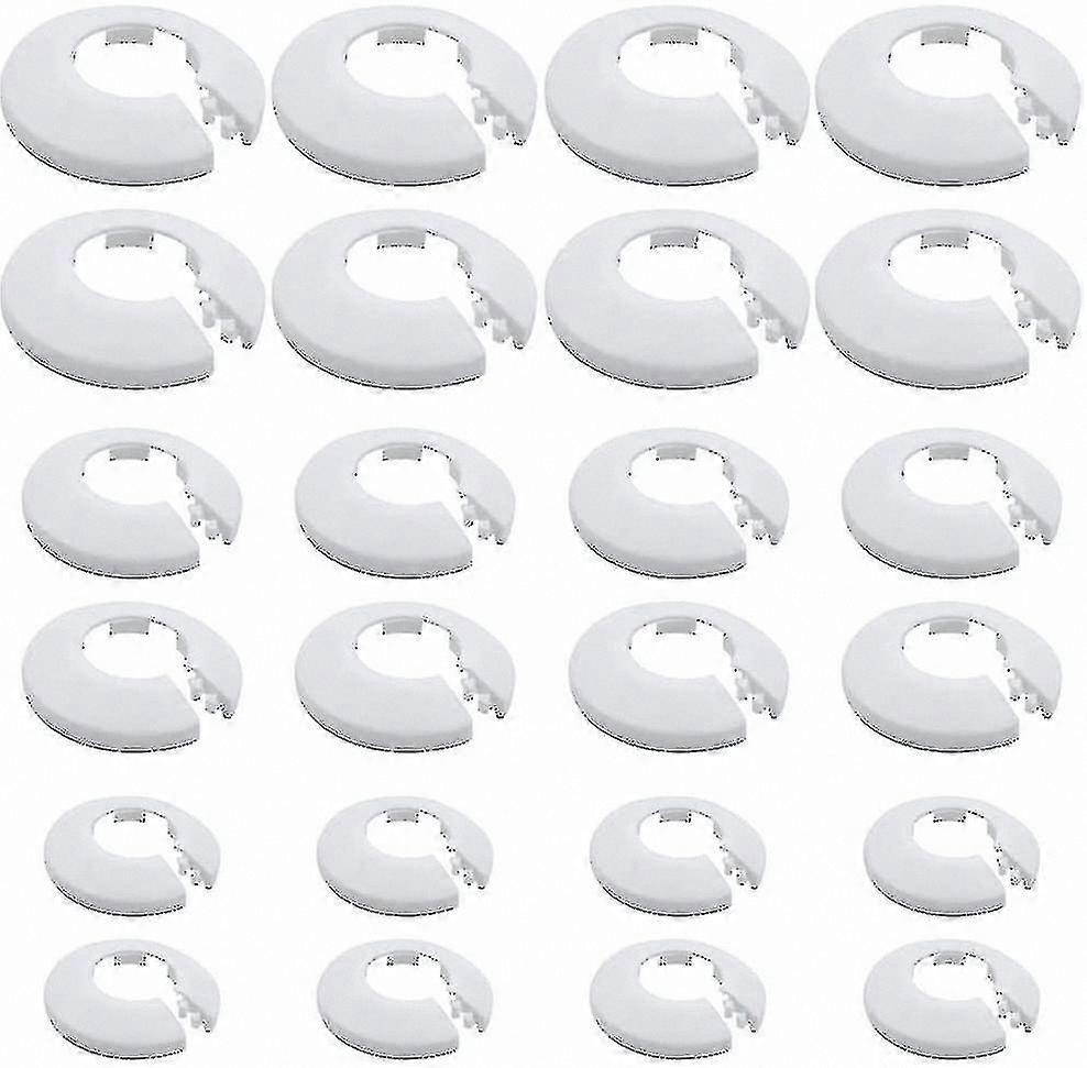 White Plastic Pipe Collars, 24-Pack, Radiator Covers Wall Flange for Easy Installation