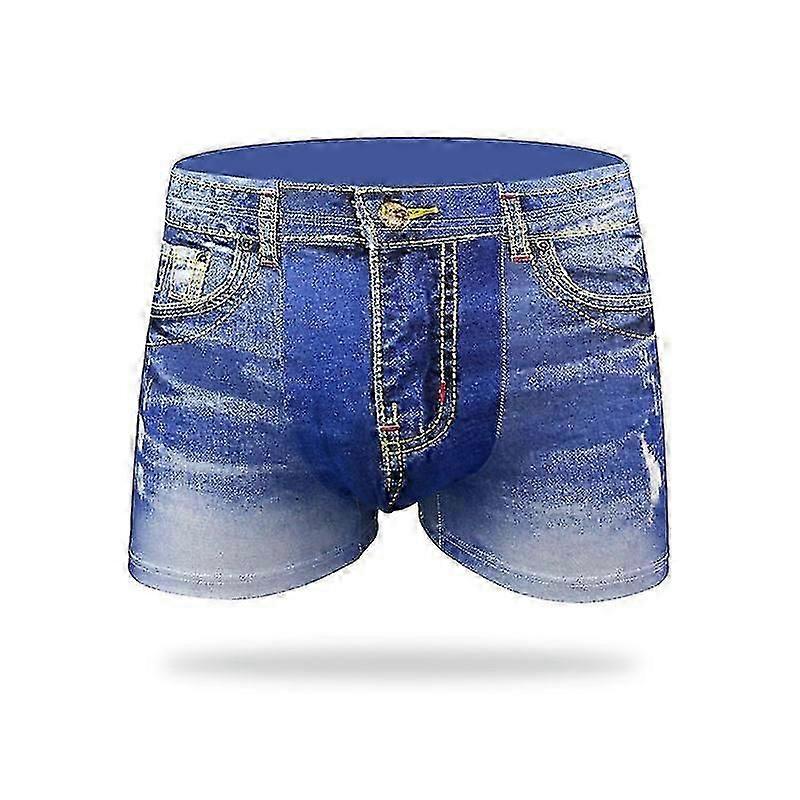 Men's Denim Print Swim Trunks Quick Dry Bathing Shorts