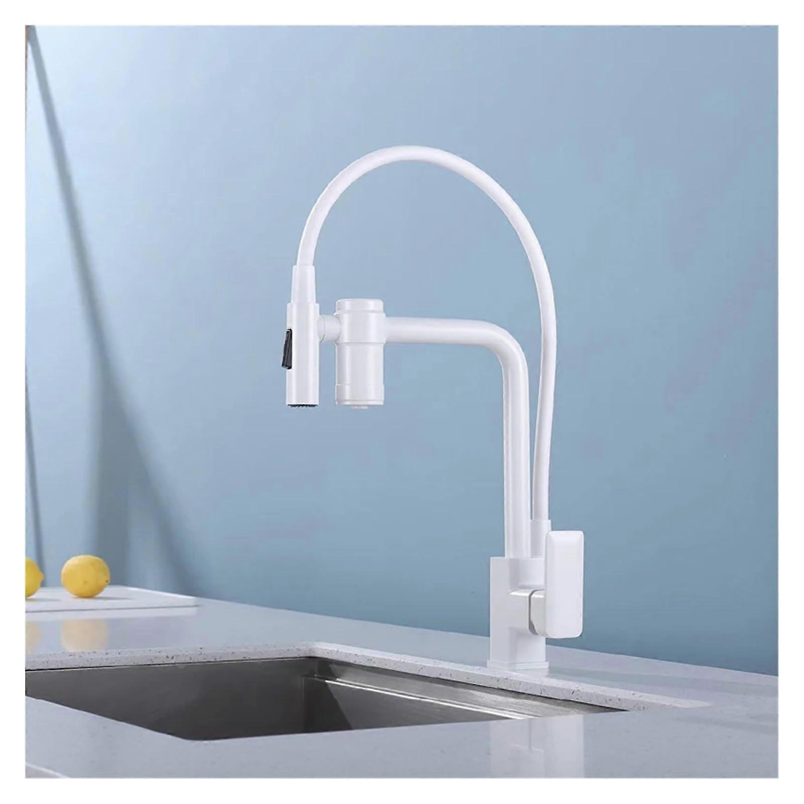 Copper kitchen faucet with water purification and filtration, multifunctional pullout hot and cold water faucet, 3in1 faucet Bianco