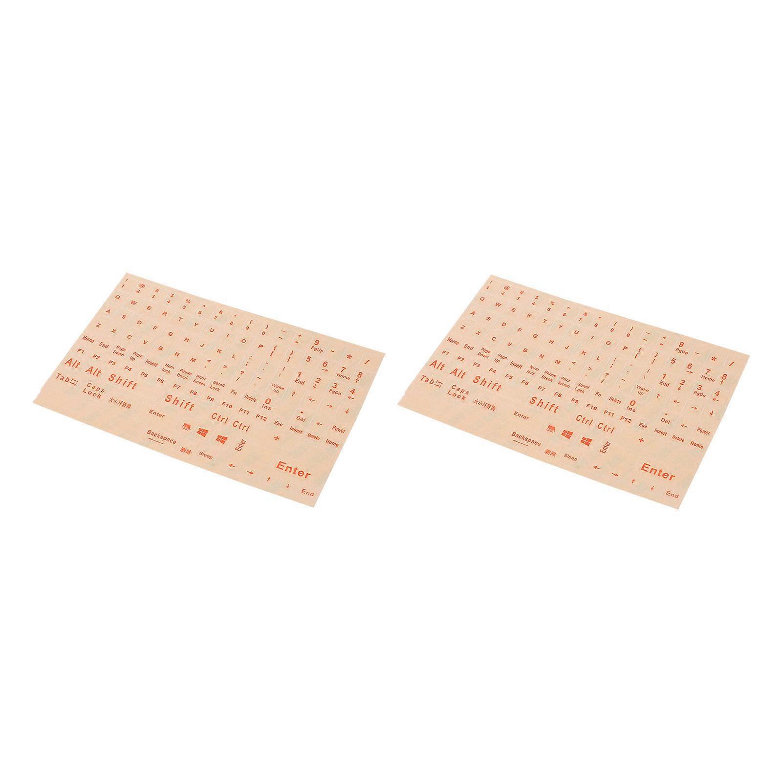 Keyboard Letter Stickers Wear Resistant Full Keyboard Keys Design Orange 21X14cm PVC 2 Sheets