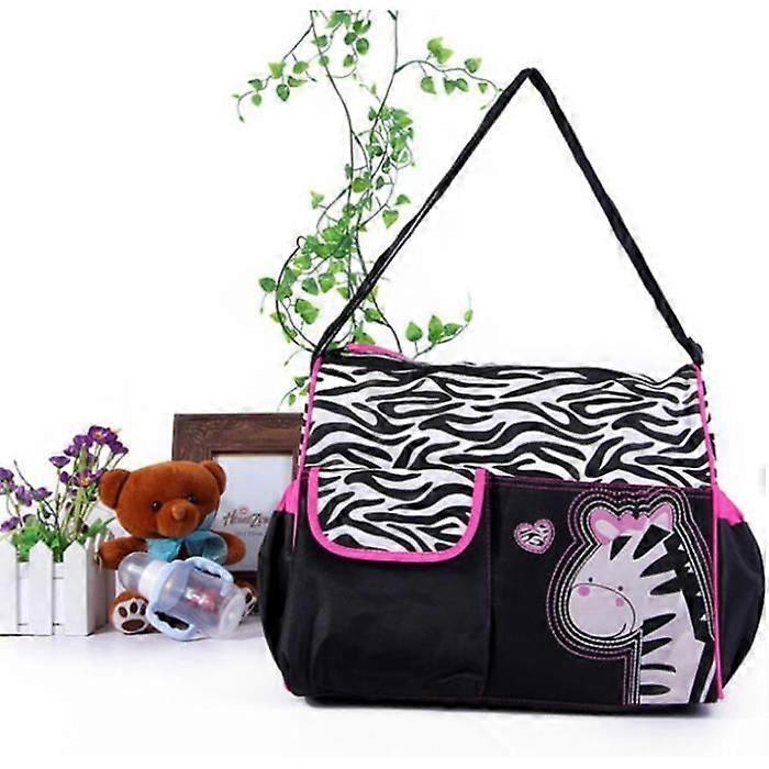 Diaper Bag - Zebra Pattern - Shoulder Strap - Pink - Multifunctional