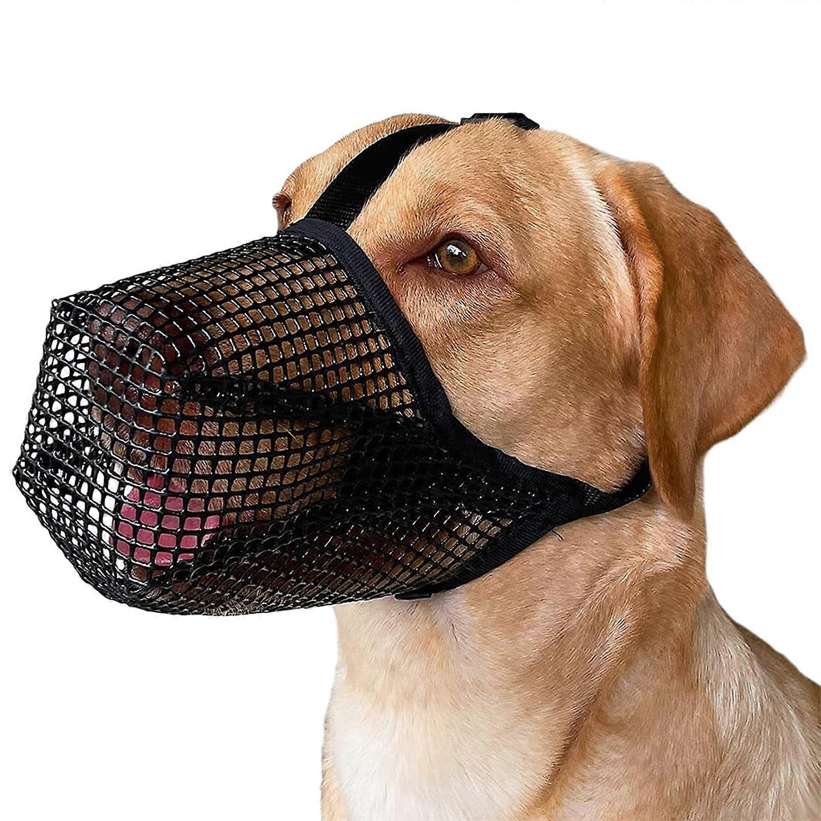 Soft Nylon Dog Muzzle, Adjustable, Breathable Mesh, Anti-Barking, Biting, Licking, Black, Size XS