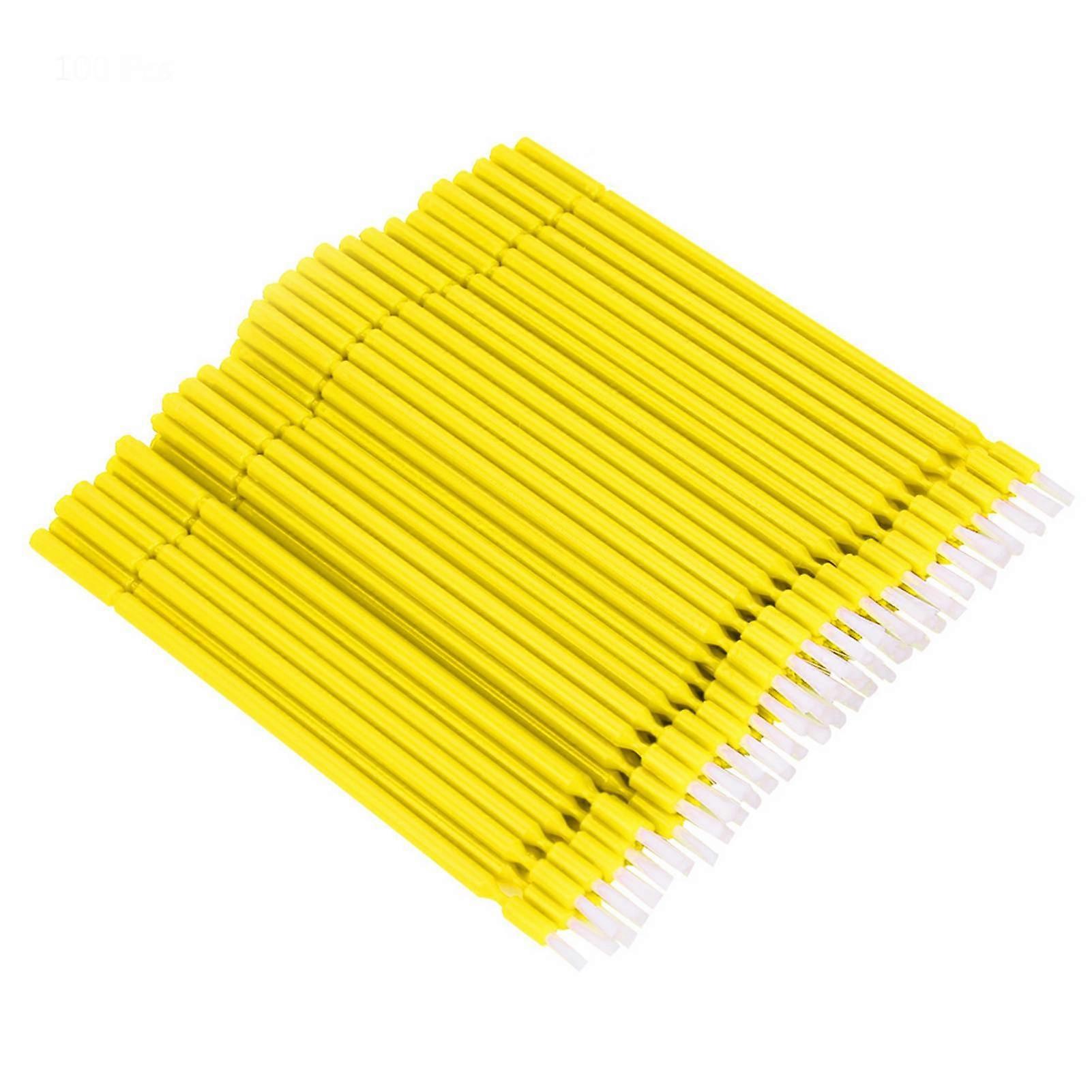 100 Pcs Dental Disposable Micro Applicator Brush Bendable Sticks (Yellow)