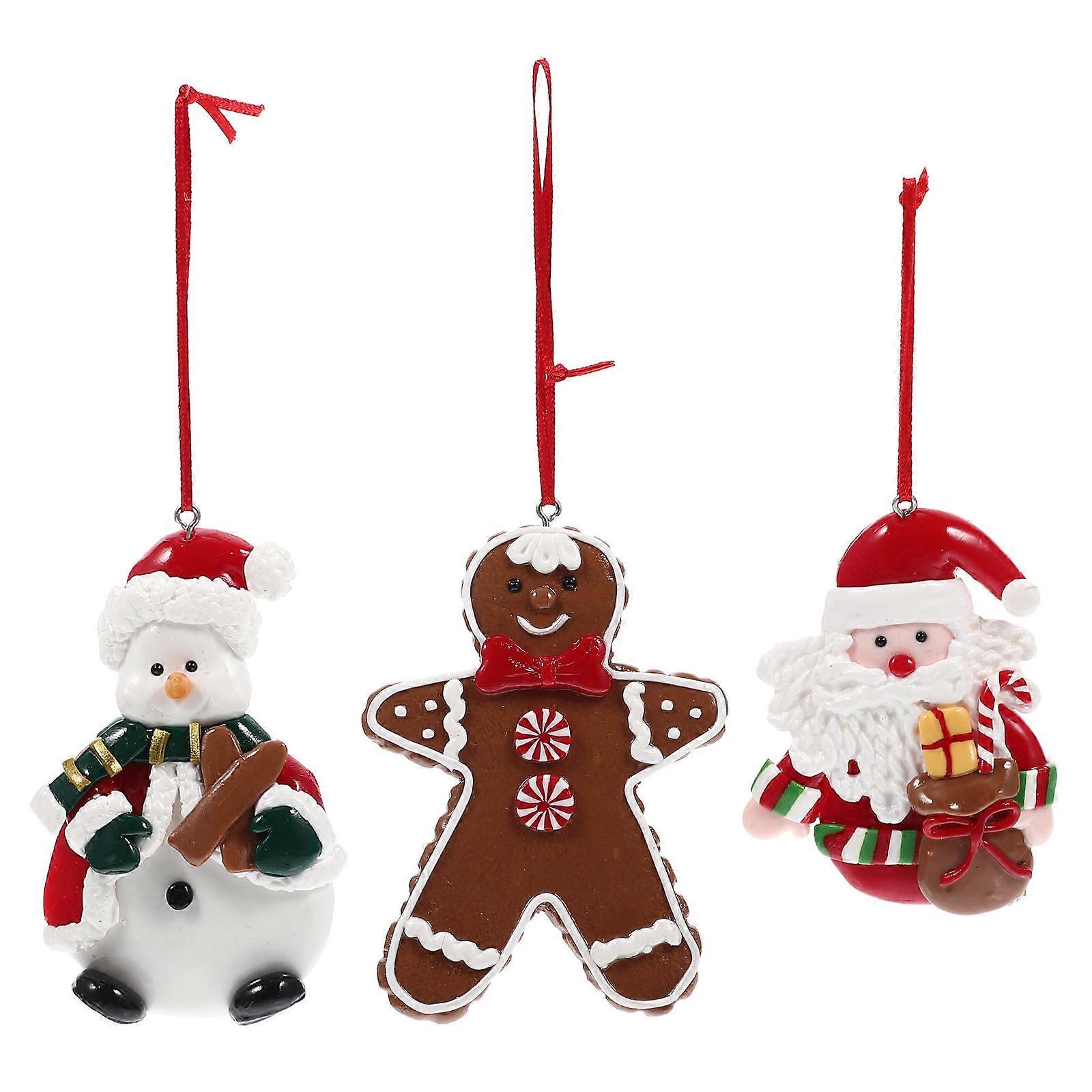 Festive Hanging Ornaments 3Pcs Decorative Props For Home Decoration Christmas Celebration 8X6.5CM Tree Shape