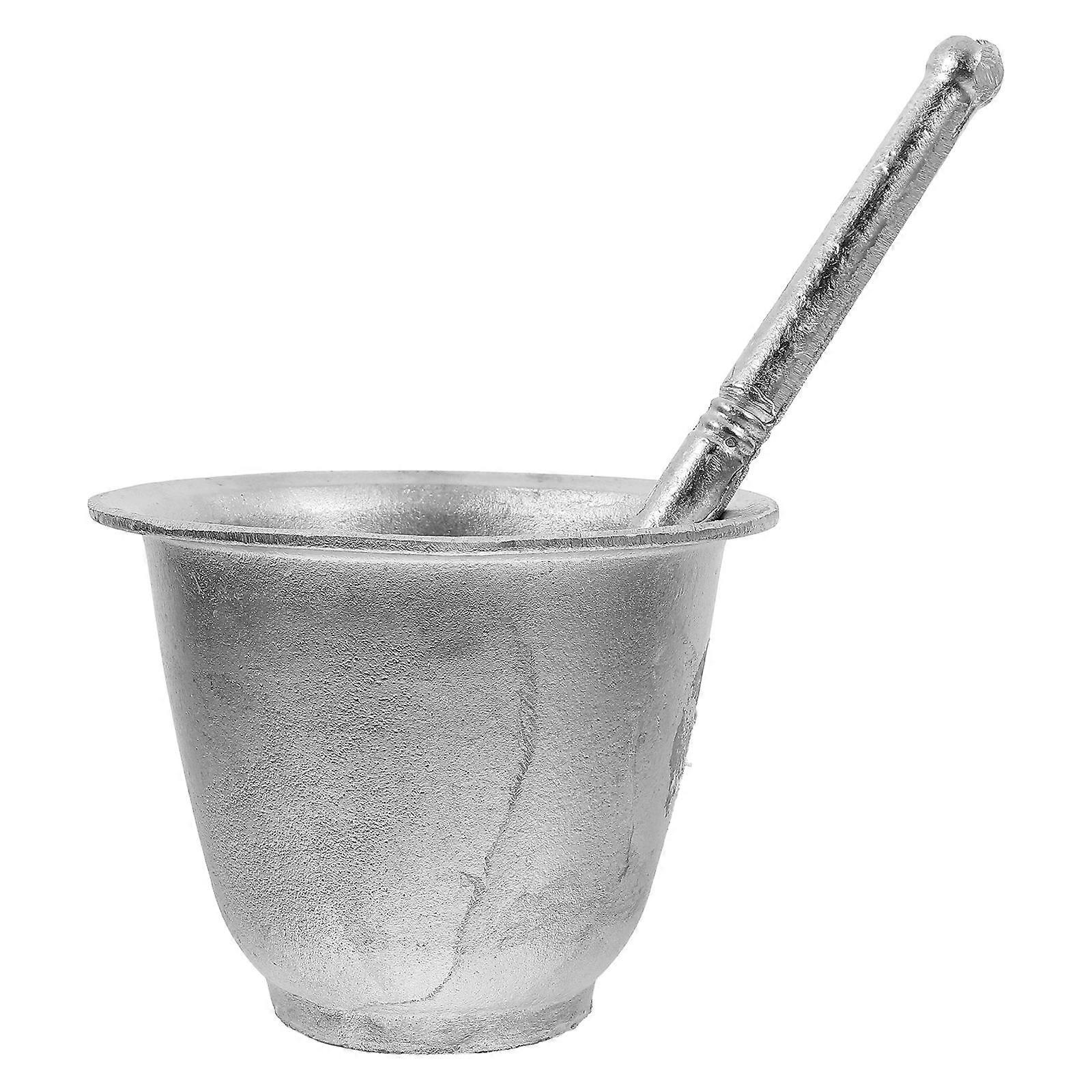 Manual Garlic Crusher 1 Set Spices Pestle Tool For Kitchen Use Silver Round Traditional Design