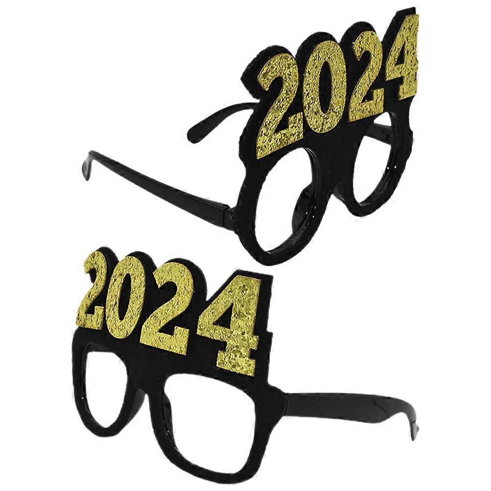 2Pcs Black Eyewear Prop For New Year's Events And Parties Made Of Non-Woven Fabric