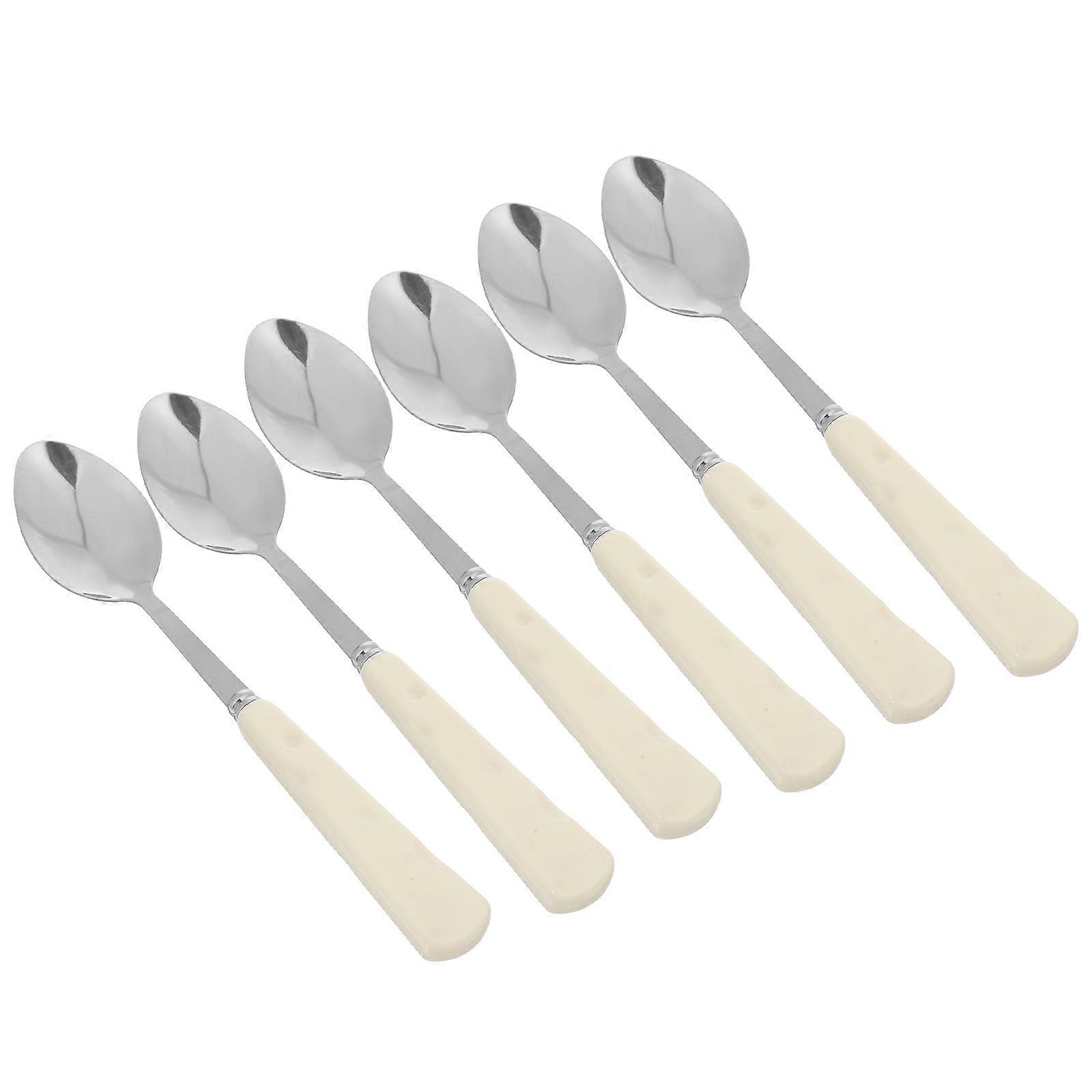 Versatile 6Pcs Dessert Spoons With Cheese Handle For Ice Cream And Cake Enjoyment Made Of Stainless Steel