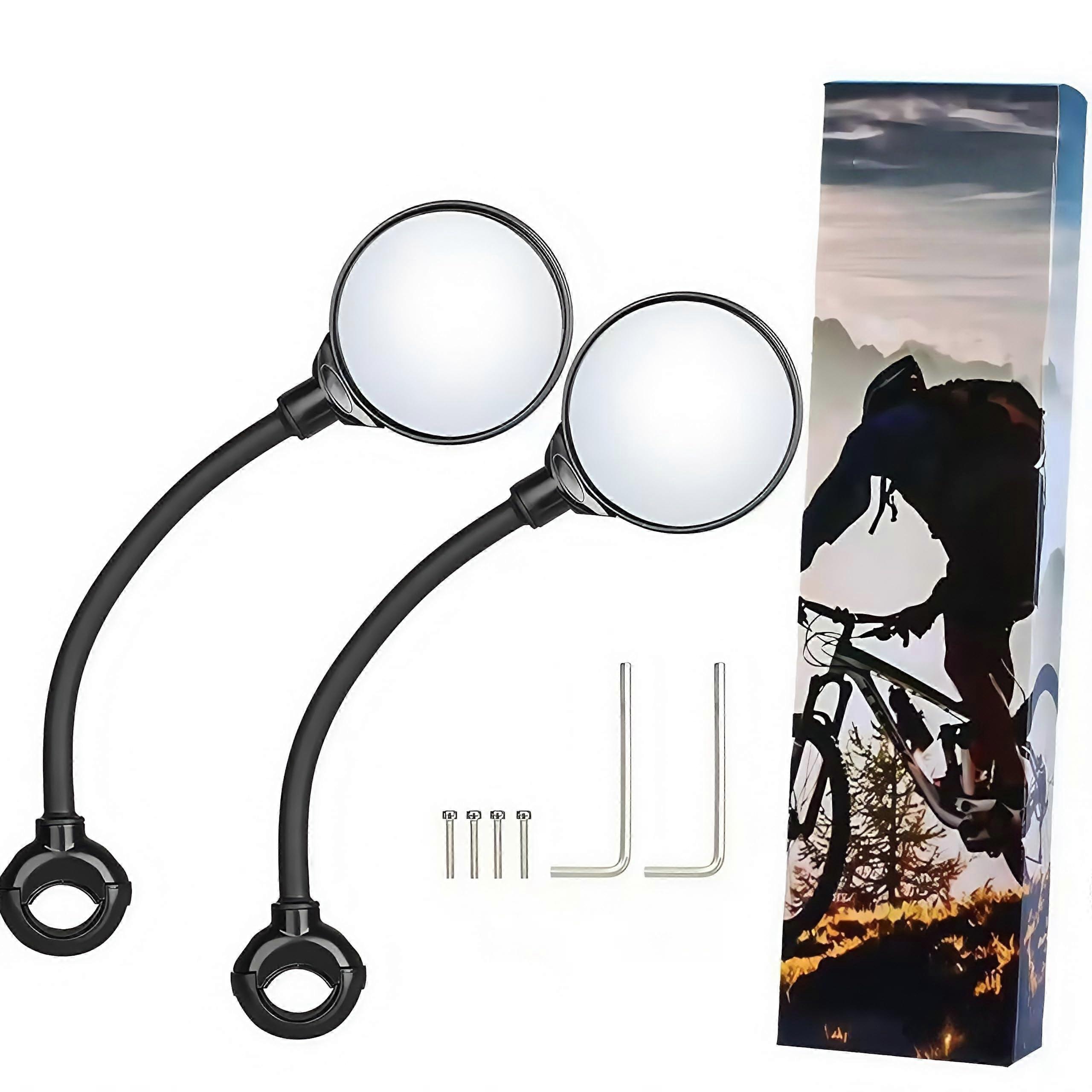 Bicycle Mirror - Pack of 2, HD 360-Degree Rotatable & Foldable Rear View for 17.4-22 mm Handlebars, Left E-Bike Mirror