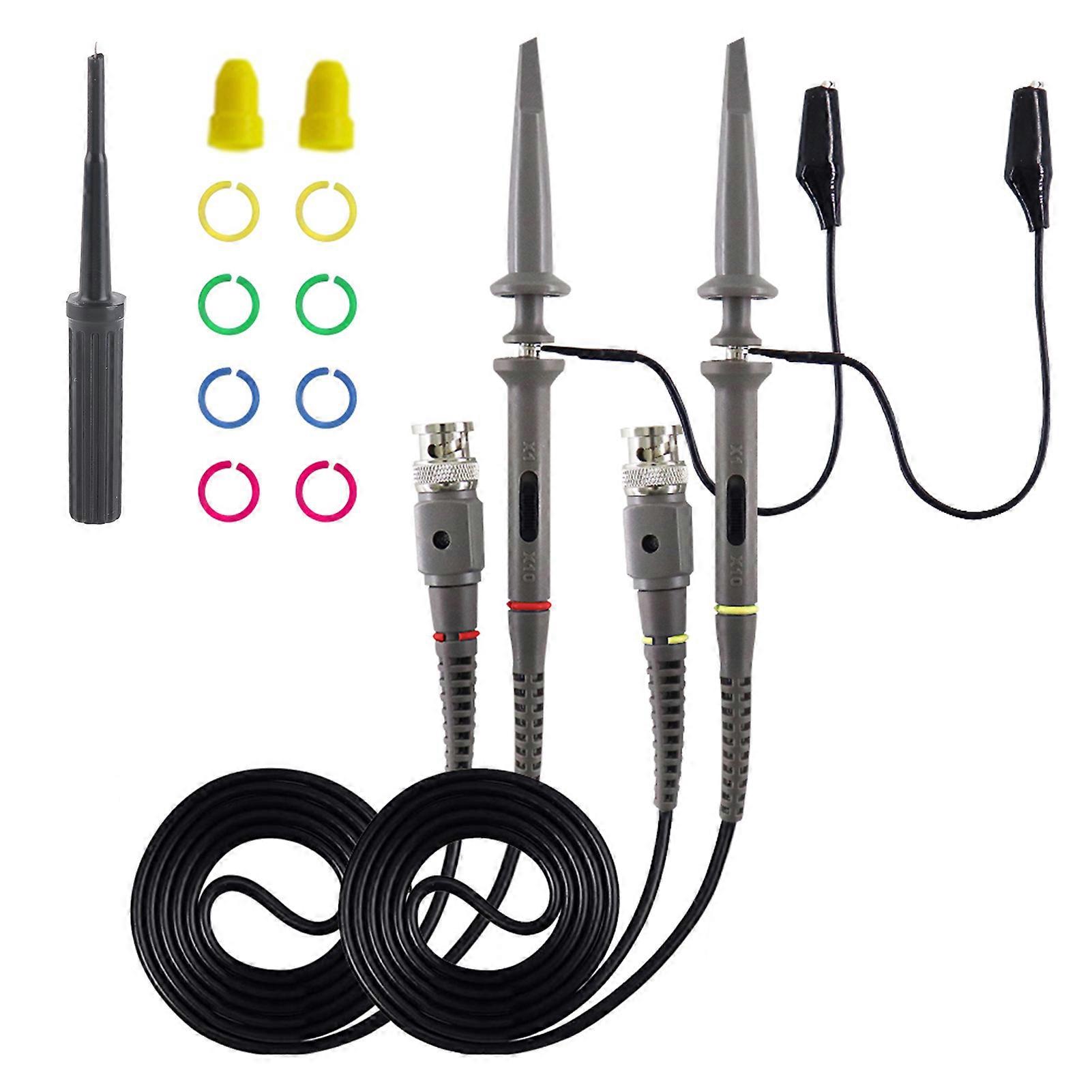 100MHz Oscilloscope Probe with Accessories Kit, High Precision Clip Probes for Accurate Signal Testing and Measurement