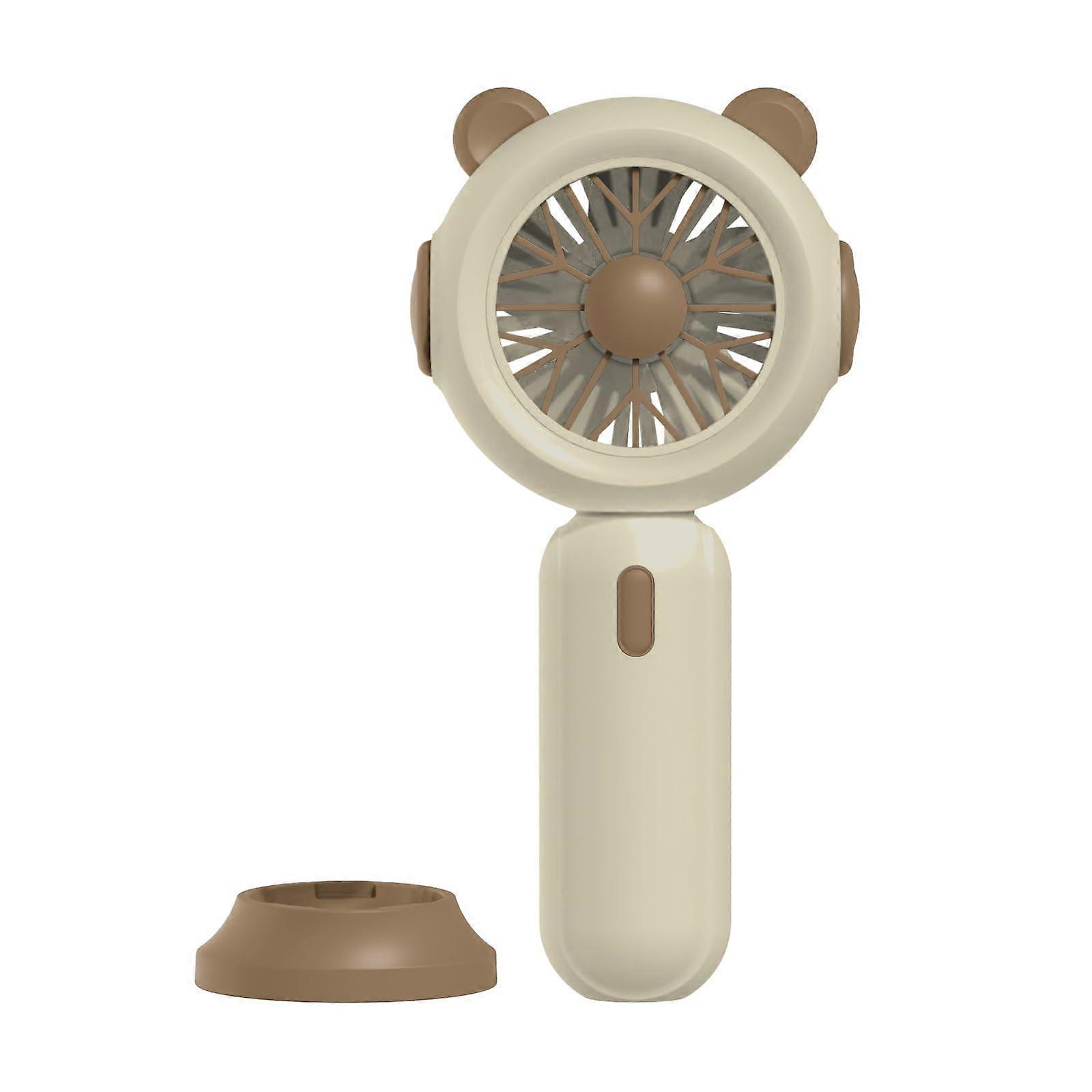 Camping Fan Battery Operated Handheld And Desktop 3 Speed Portable For Travel Camping And Office Rice White