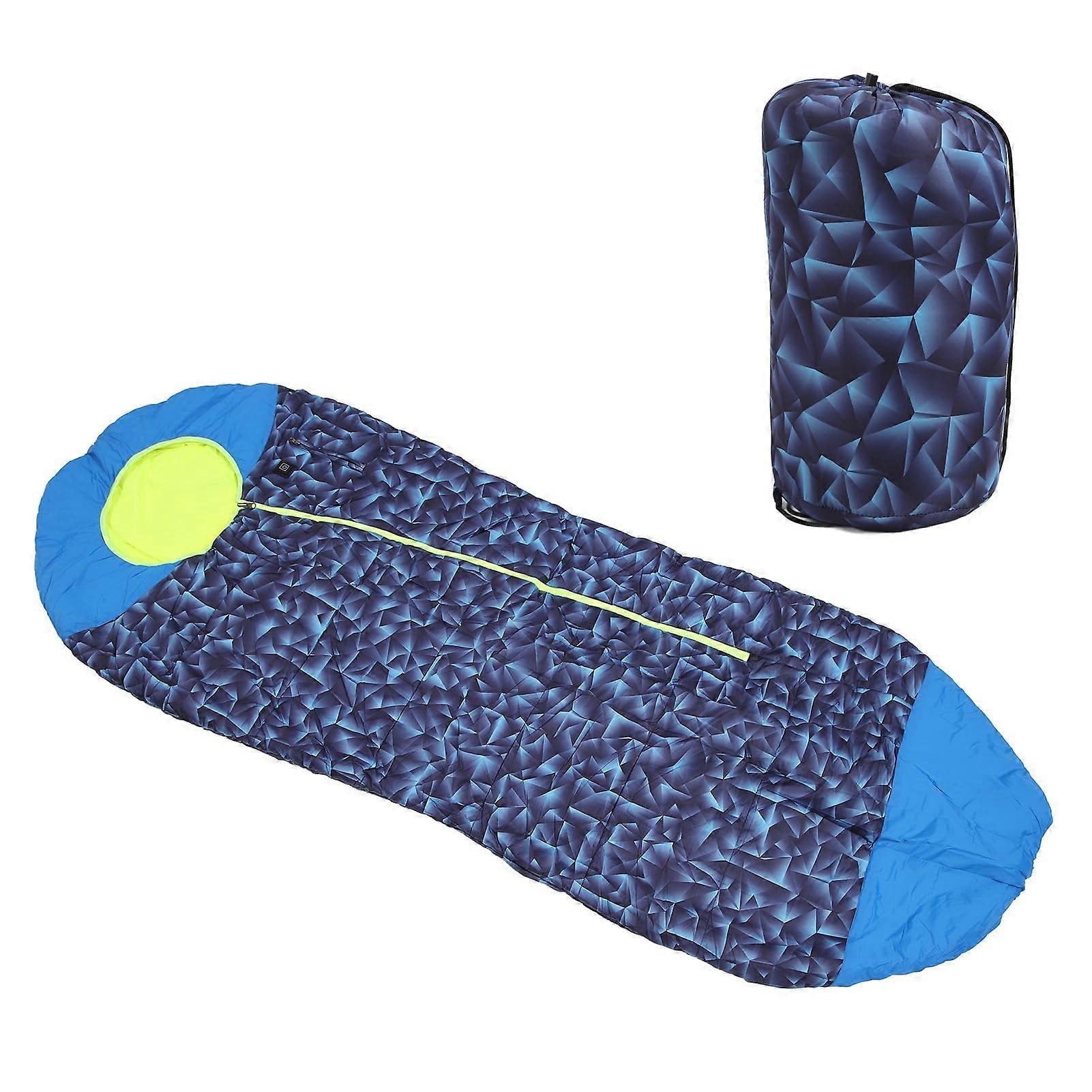 Outdoor Heated Sleeping Bag USB Powered 5V 2A, 3 Temperature Levels, Lightweight 1191g Blue