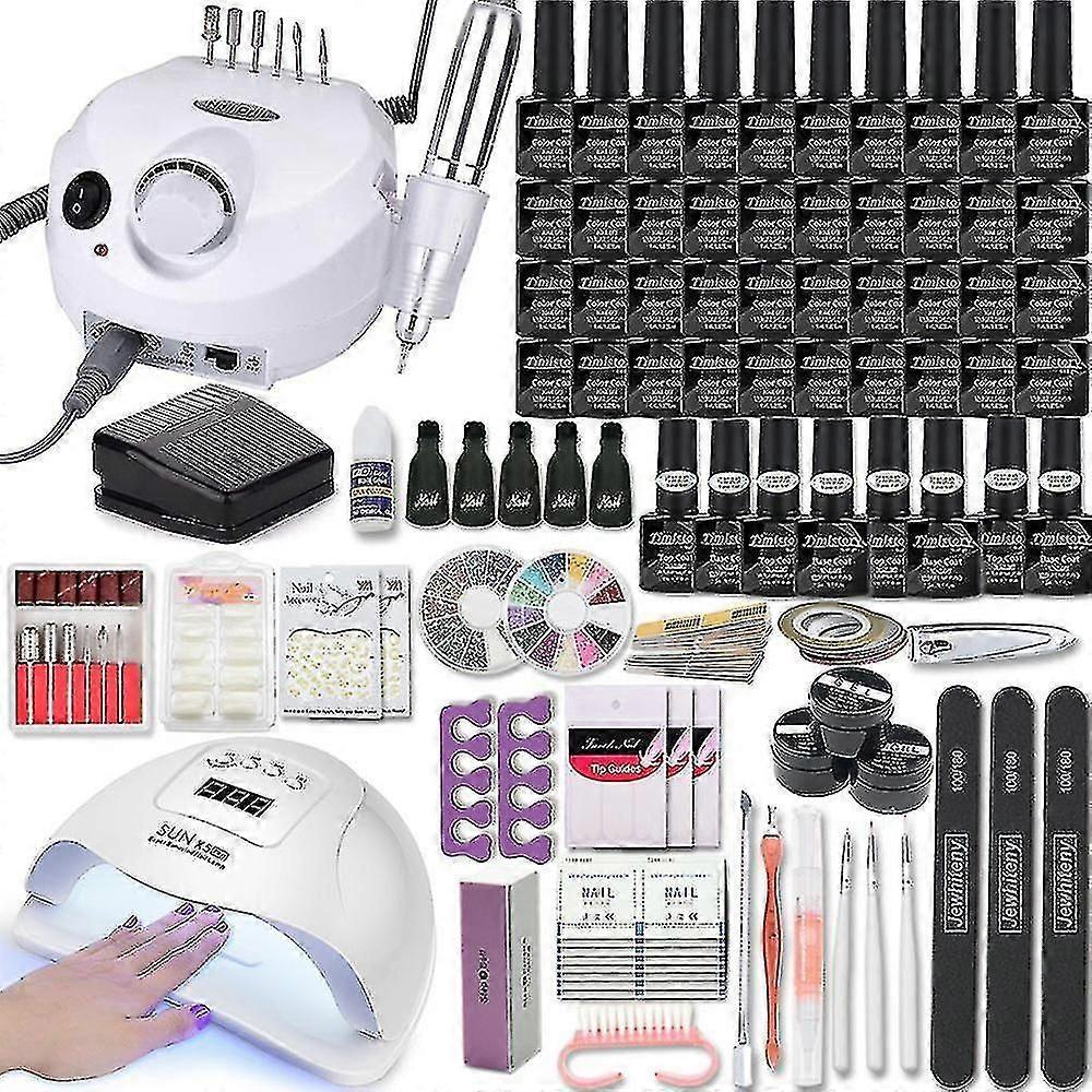 35000rpm美甲套件，带120w / 54w led指甲灯40 / 30 / 20 / 10色UV抛光凝胶抛光美甲艺术Kitcombo2-