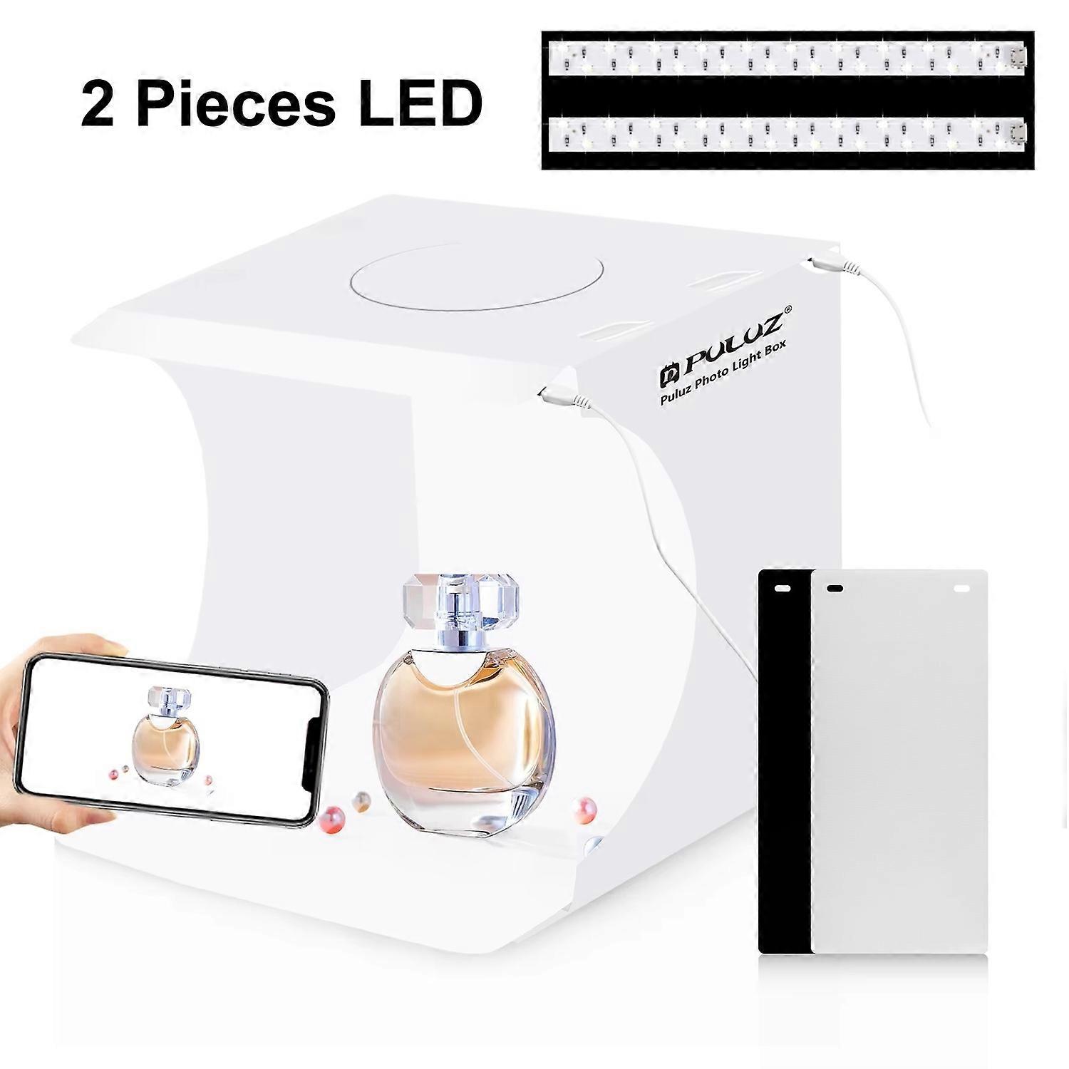 PULUZ PU5029 24cm x 23cm x 23cm Portable Folding Photo Studio LED Light Box with 2 LED Panels