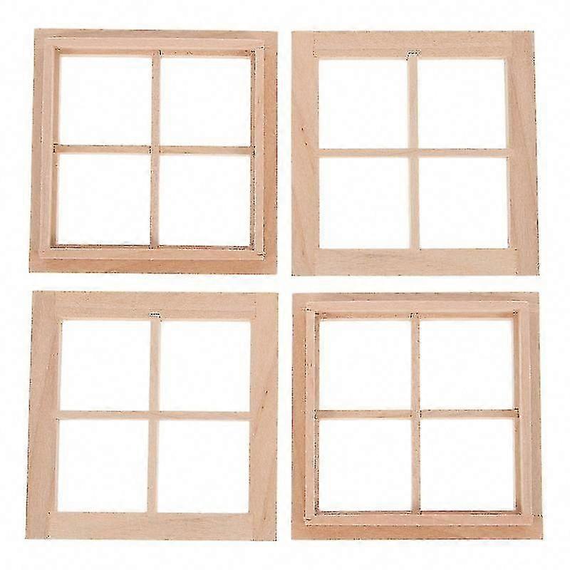 4pcs Mini Window Frame Model for Dollhouse DIY Craft