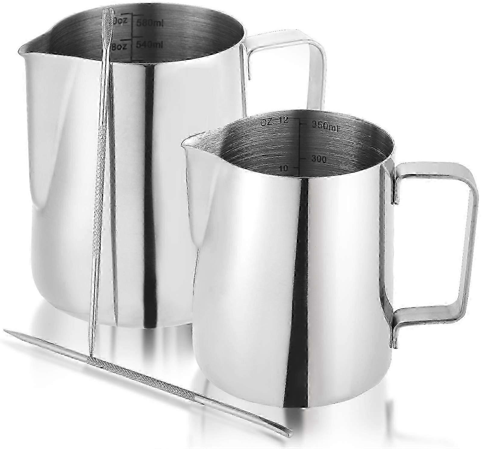 12oz & 20oz Stainless Steel Milk Frothing Pitcher Compatible with Espresso Machines for Latte Art & Cappuccino