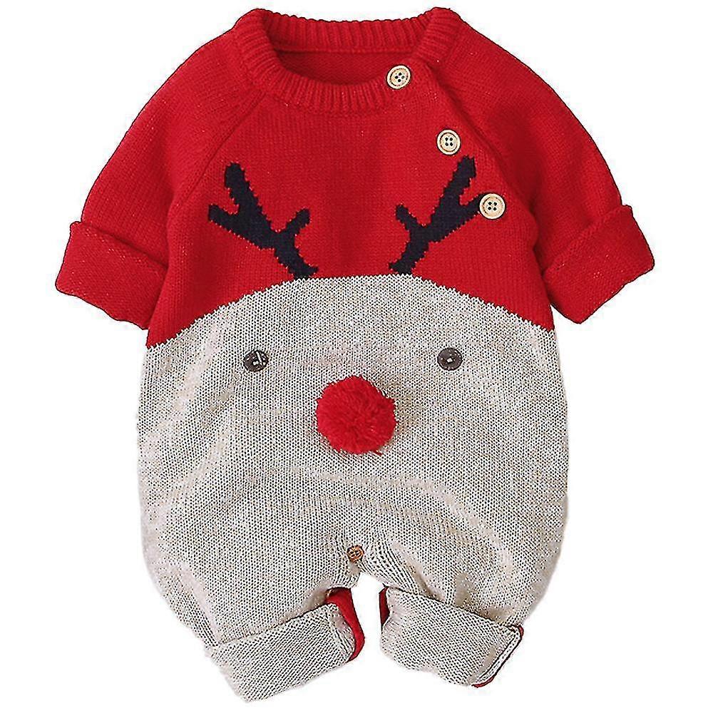 Baby Christmas jumpsuit with snap button design, suitable for the first Christmas