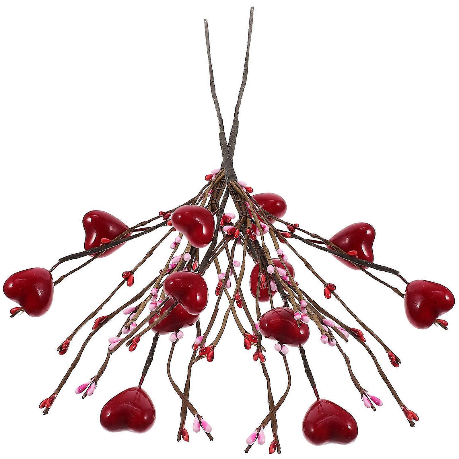 Valentine's Day Heart Stems for Decoration Red Foams Material 2 Pcs