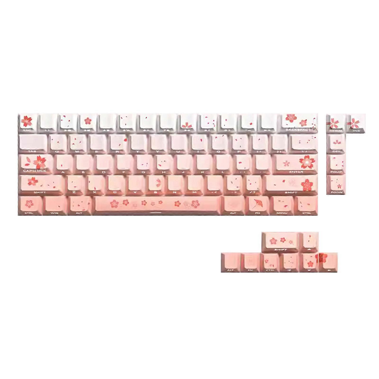74Key Keycaps Customs Sakuras Keycap Set Side Print Backlit Key Keycaps for 60 61 65 67 68 Mechanical Keyboards Multicolor