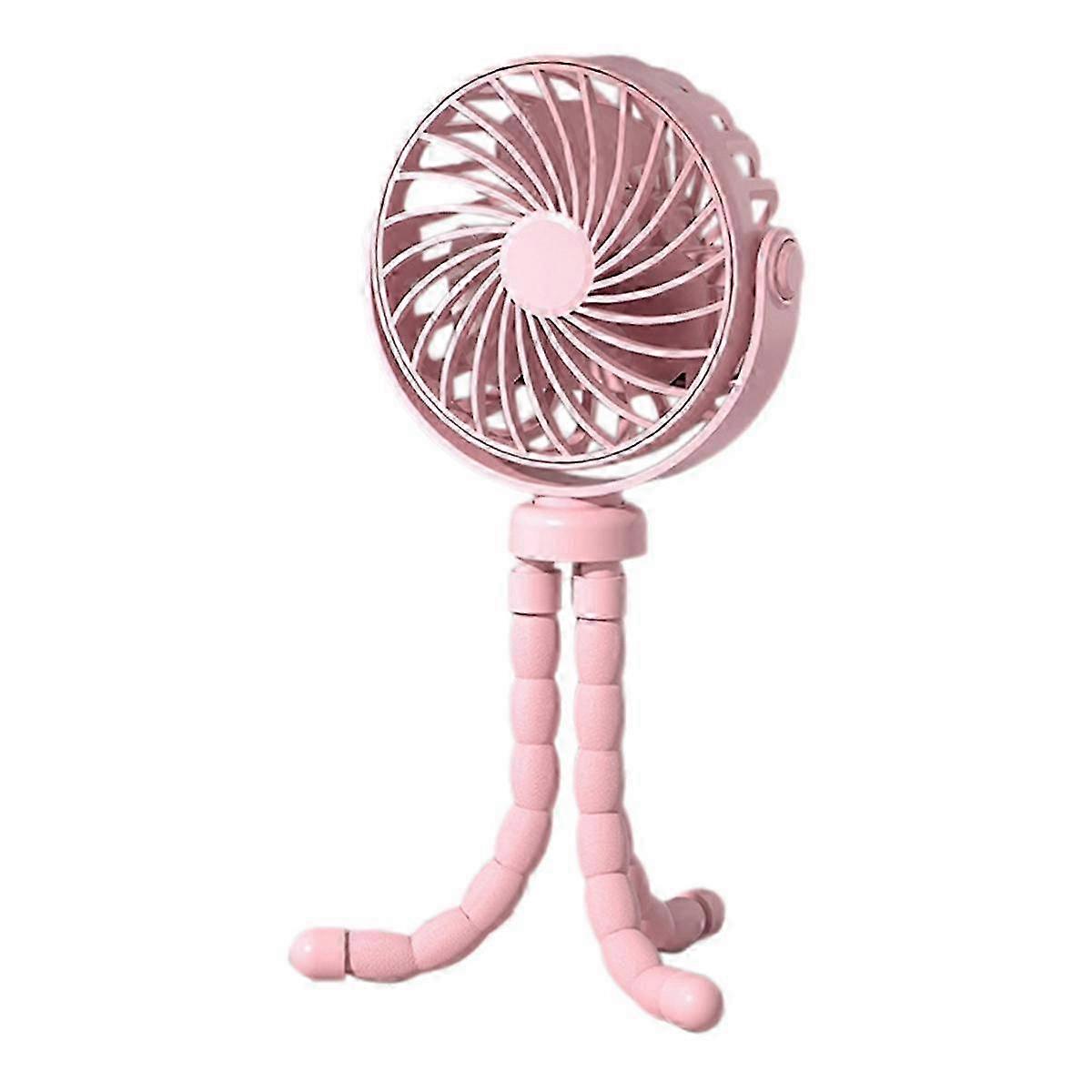 Octopus Shape USB Rechargeable Tripod Fan with Light for Camping and Desktop Use in Pink