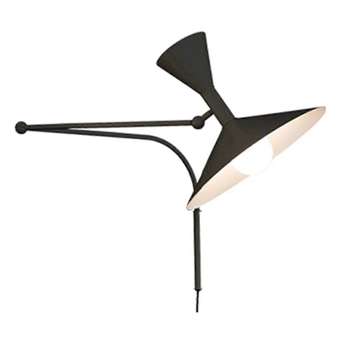 Modern Italian Design Wall Light Rotatable Swing Arm Sconce Black