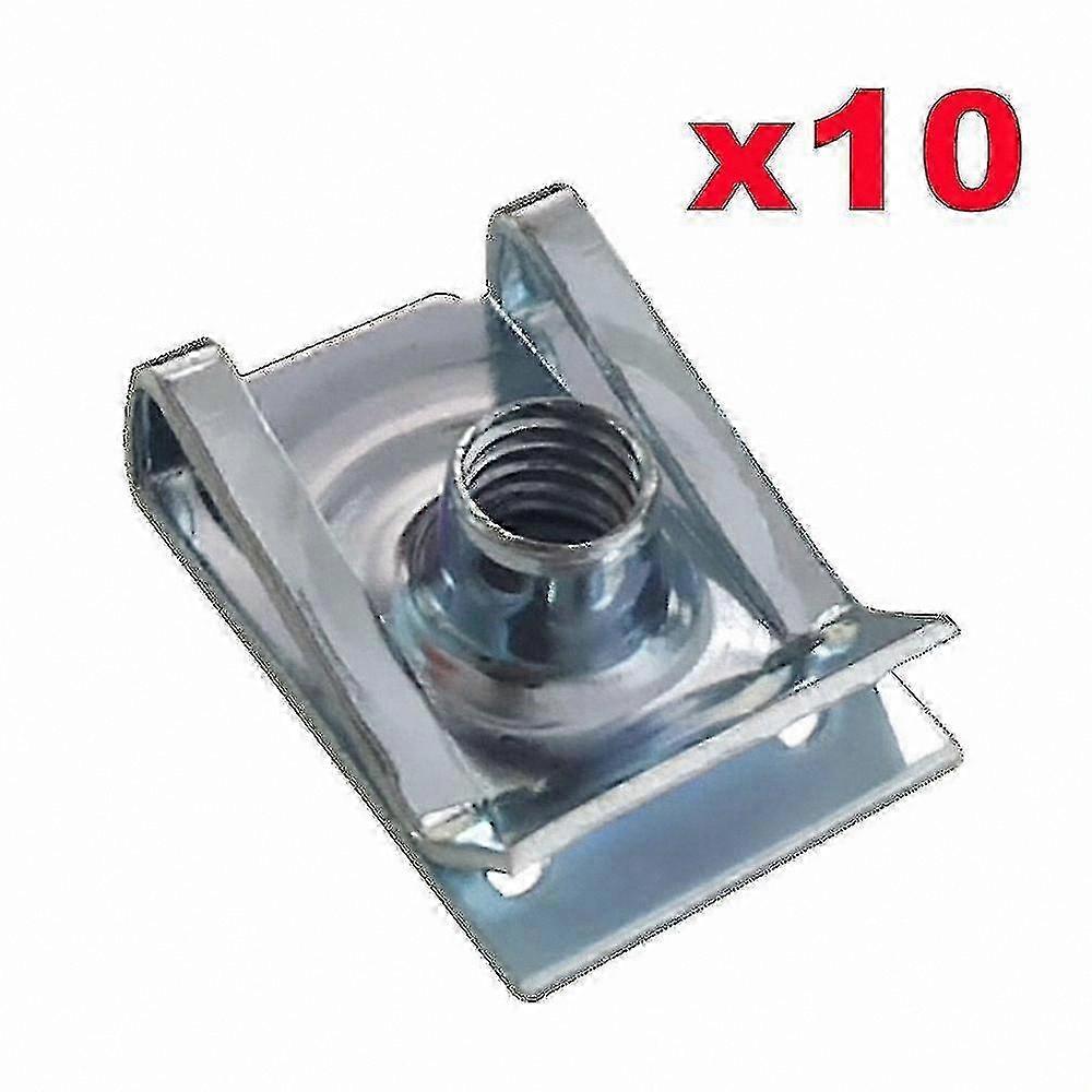 Threaded U-Type Clips with Reed Nuts for Automotive and Motorcycle Applications, 10pcs, M4-M8 Sizes
