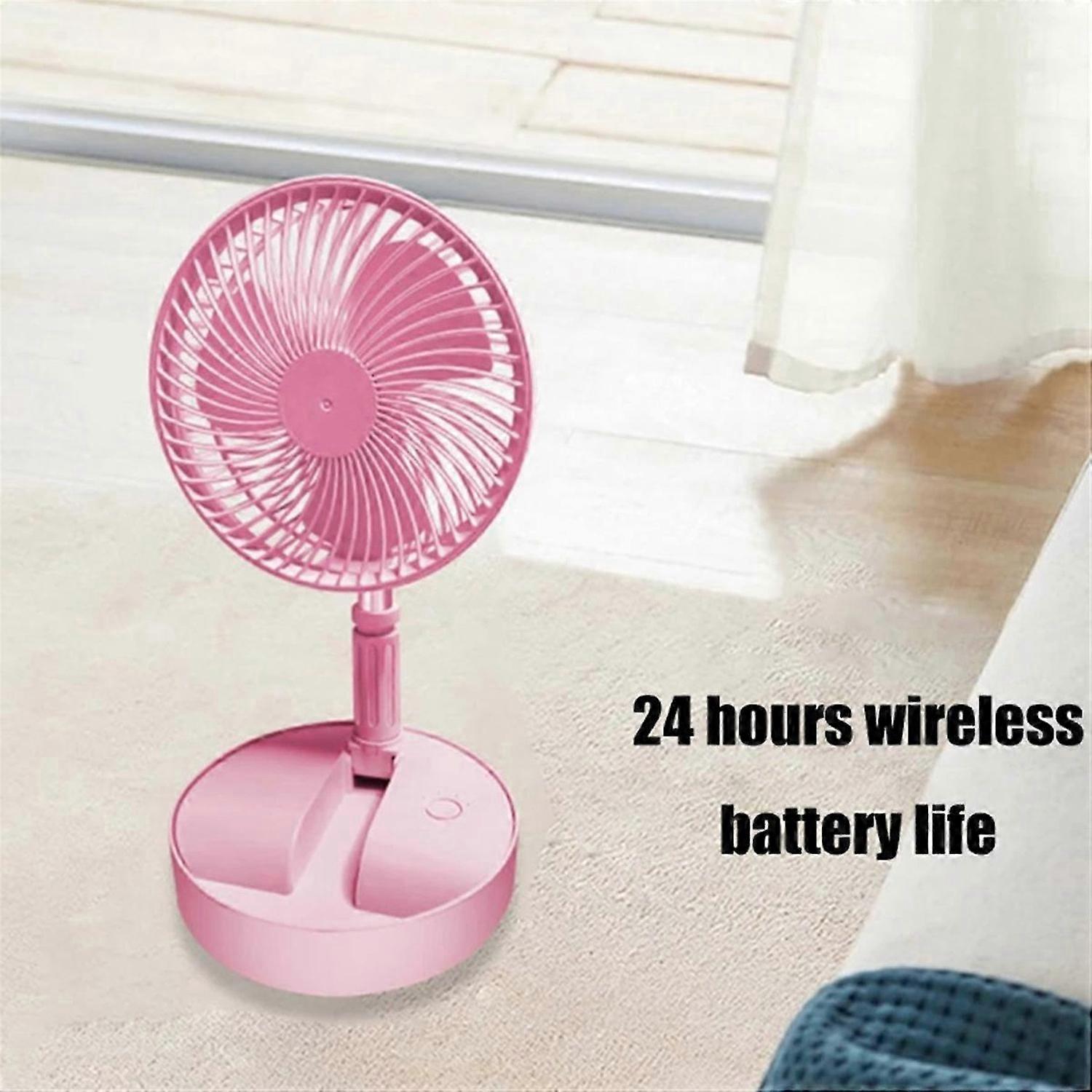 Folding Telescopic Floor Fan 4 Wind Speed Adjustment Pink