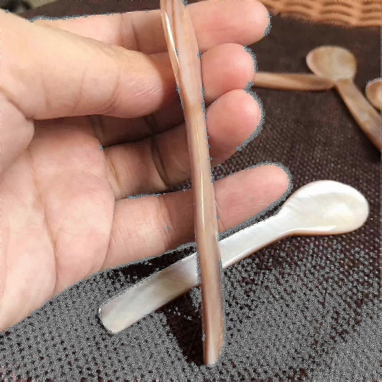 6-Piece Mother-of-Pearl Caviar Spoons, 11.5 x 3 cm, Round Handle Design for Elegant Serving