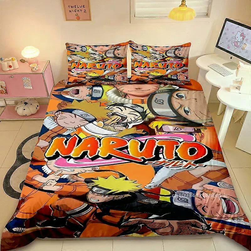 TE2334 3pcs Housse de couette Naruto HD Impression Doux et confortable Enfants Cadeau Chambre Chambre Décoration Simple Double Taille