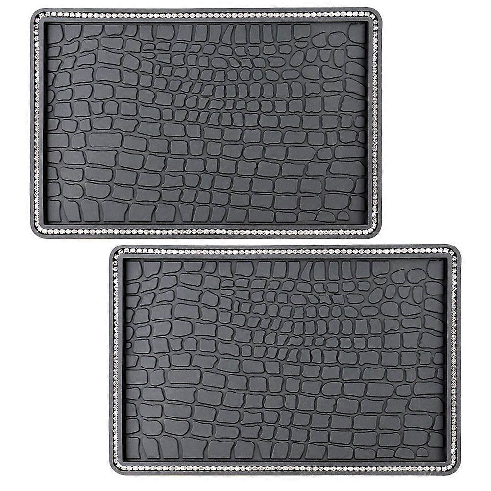 Rhinestone Car Dashboard Pad for Non Slip Use 8Pcs Set in Grey