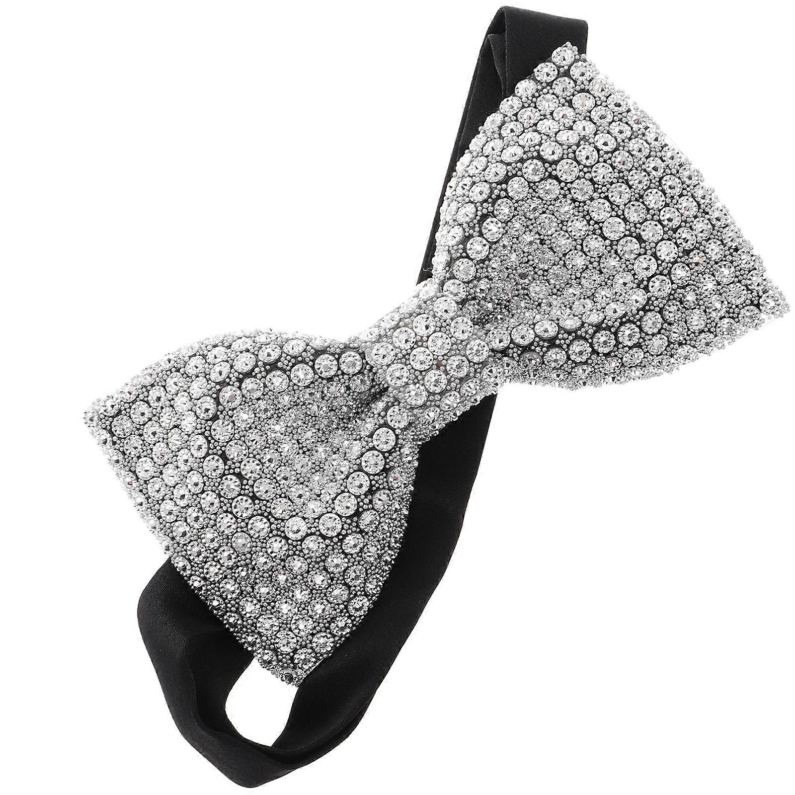 Sequin Bow Ties for Men Wedding Bowtie with Adjustable Length 5Pcs Silver