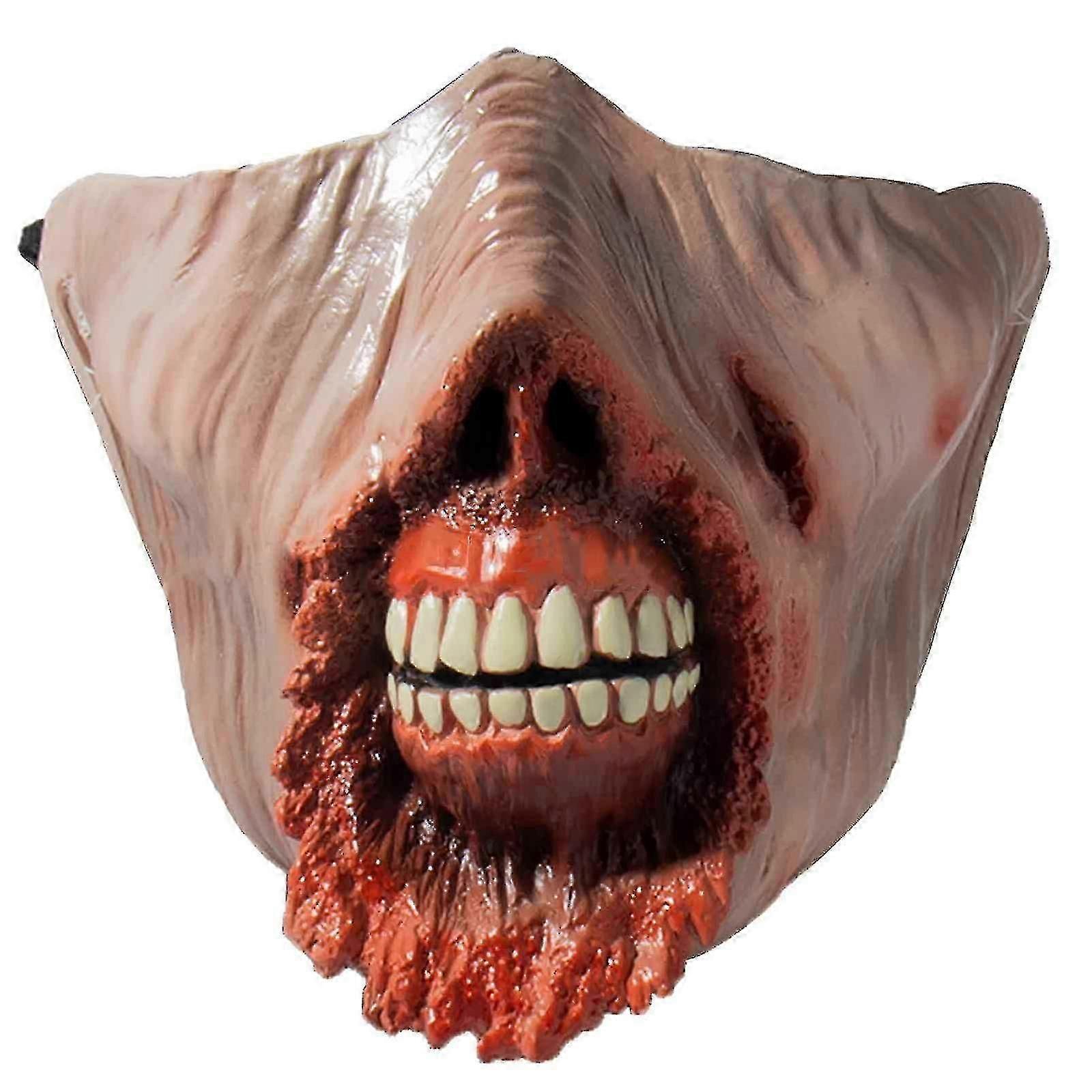 Halloween Decorations Halloween Open Mouth Burn Horror Half Face Latex Mask New Product Mask