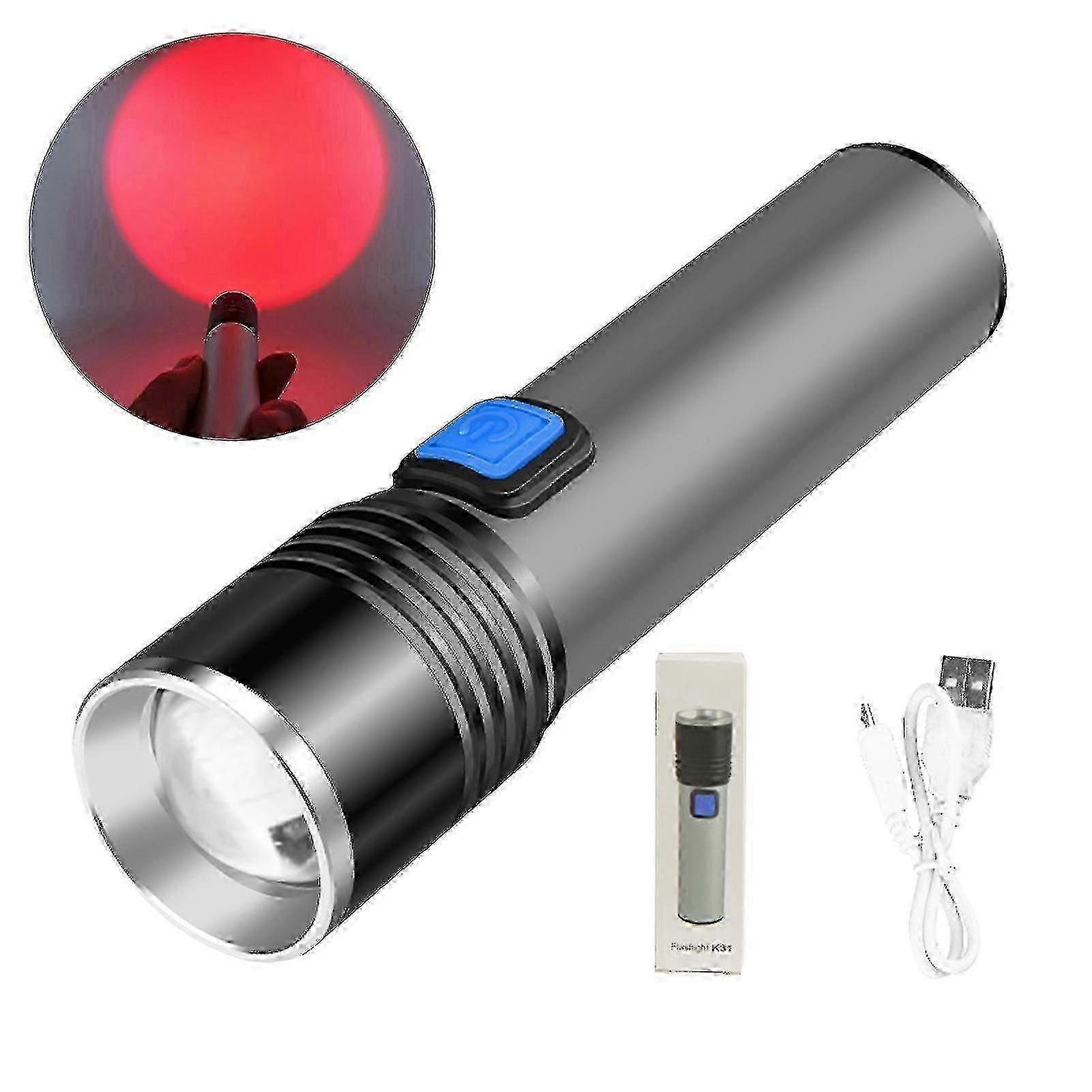 670nm Usb Deep Red Light Led Flashlight Against Deteriorating Eyesight Torch