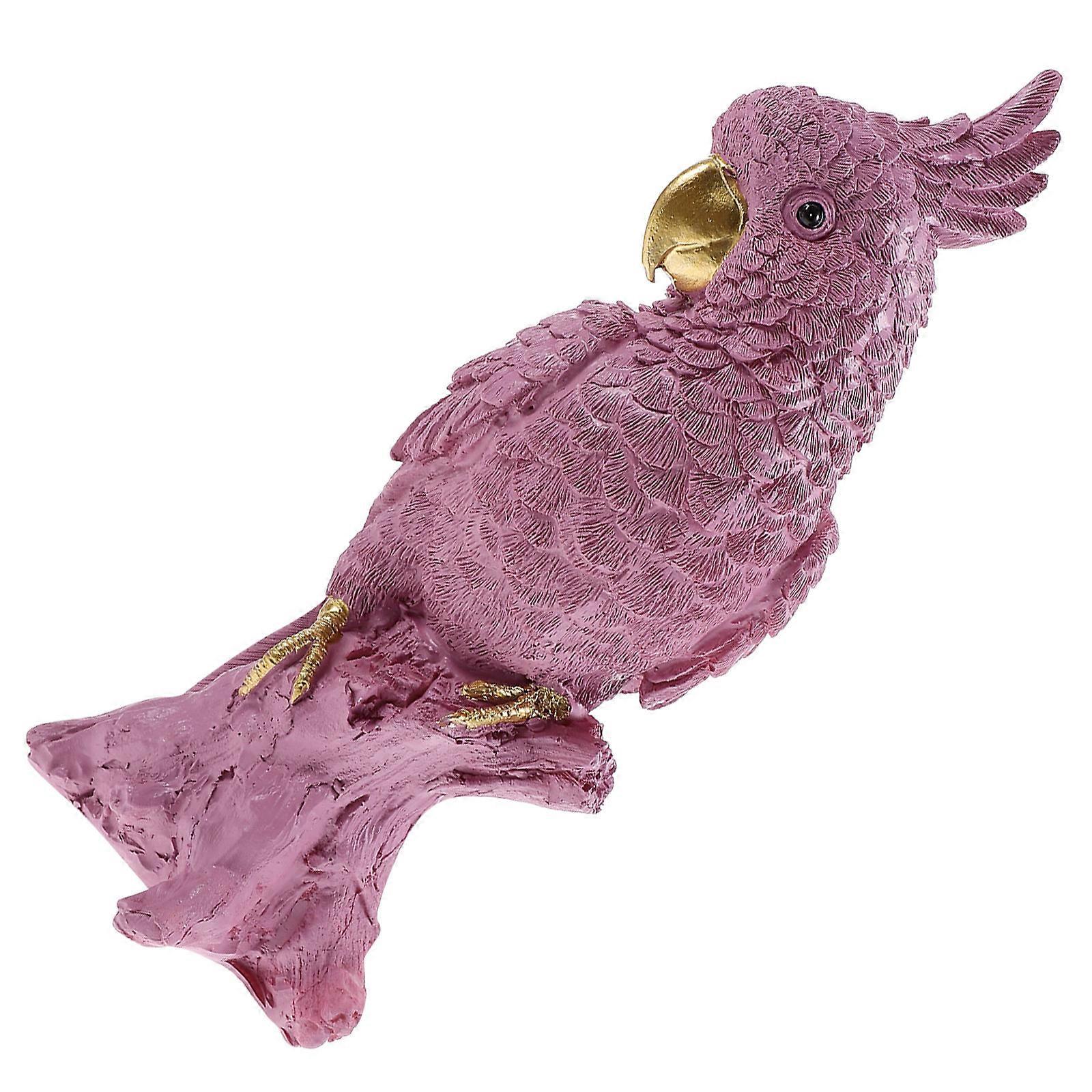 3Pcs Pink Resin Parrot Figurine for Decoration Tabletop Bird Statue