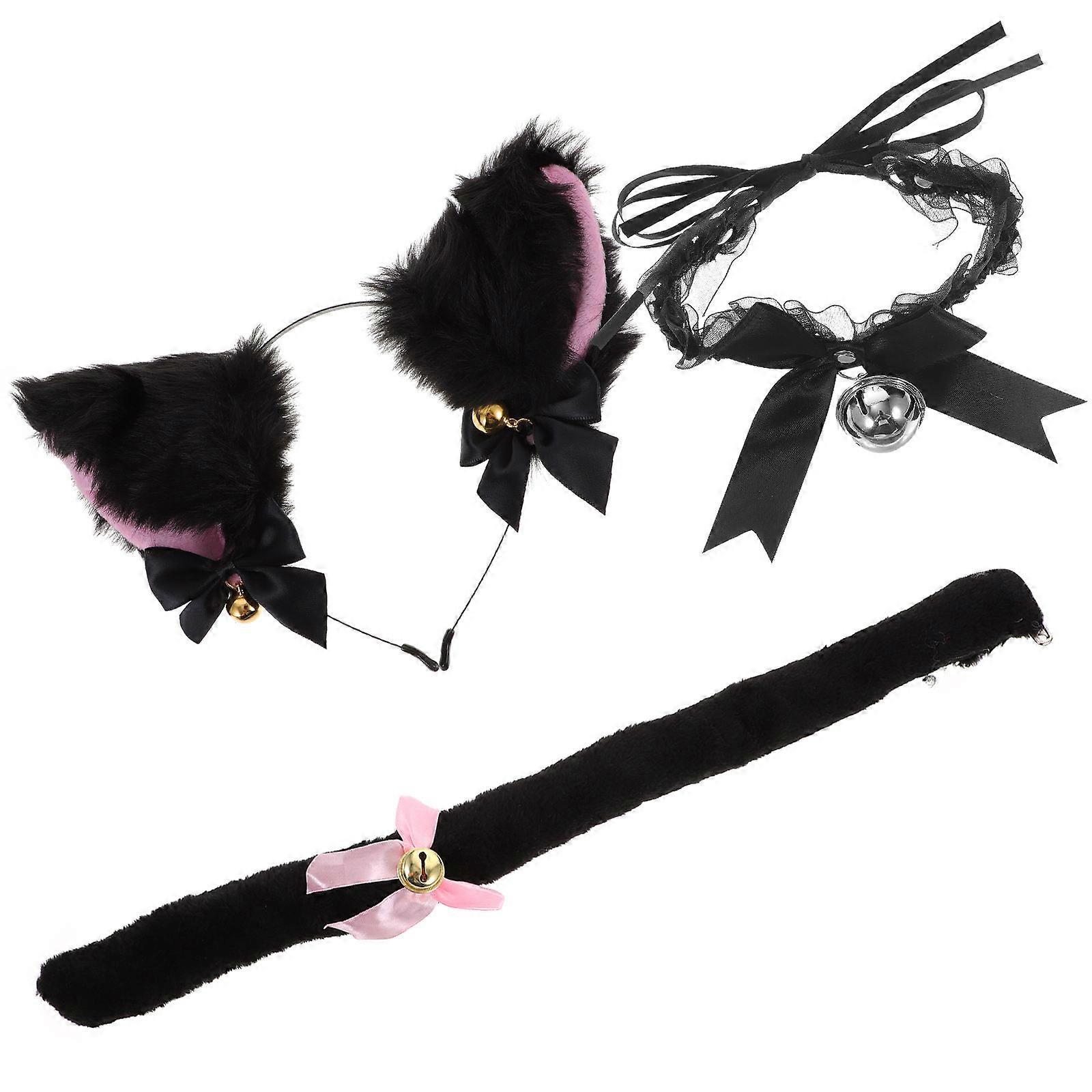 Cat Costume Prop Set 3Sets for Cosplay Featuring Headband and Tail