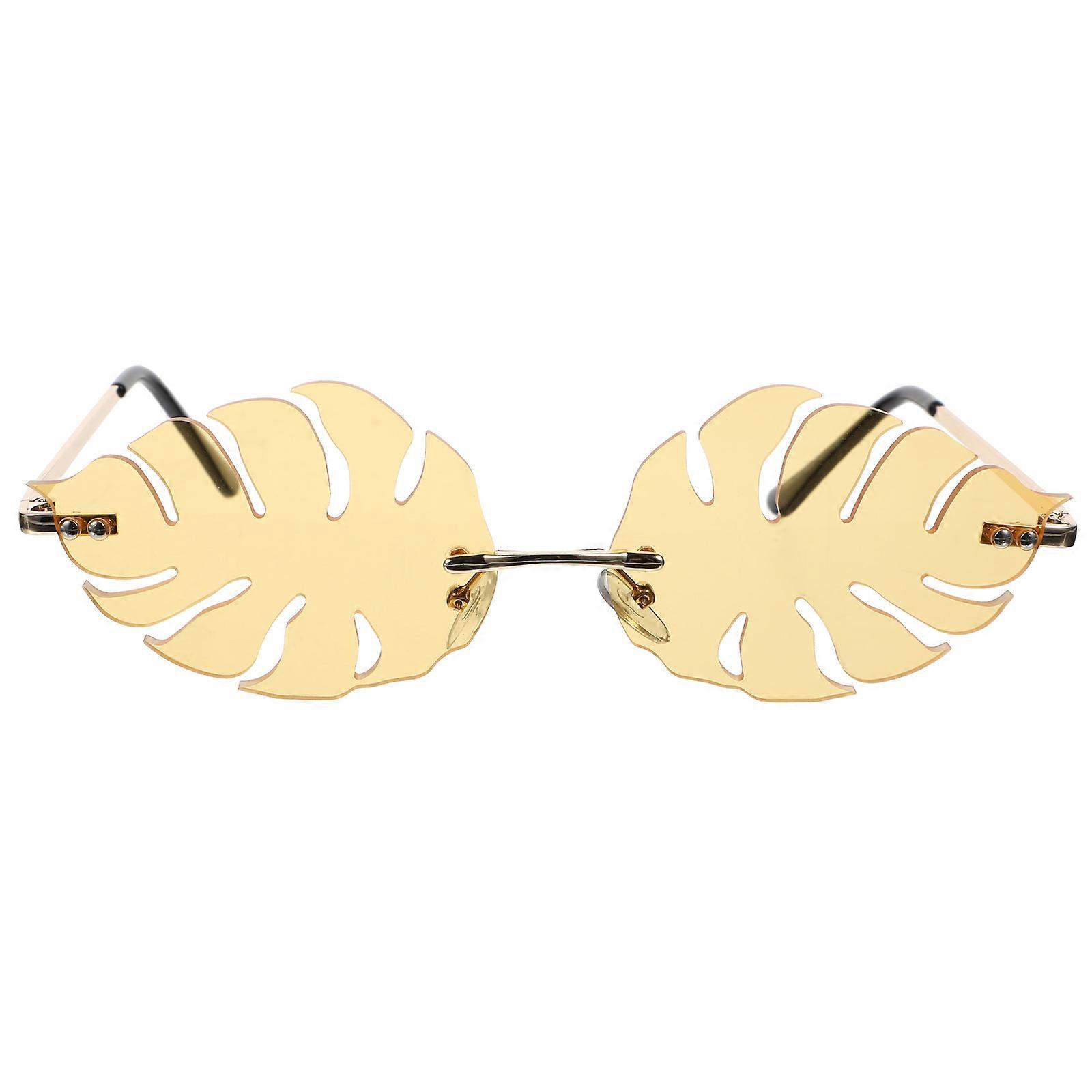 Funny Sunglasses Frameless Leaf Shape Eyewear for Decoration 1Pcs
